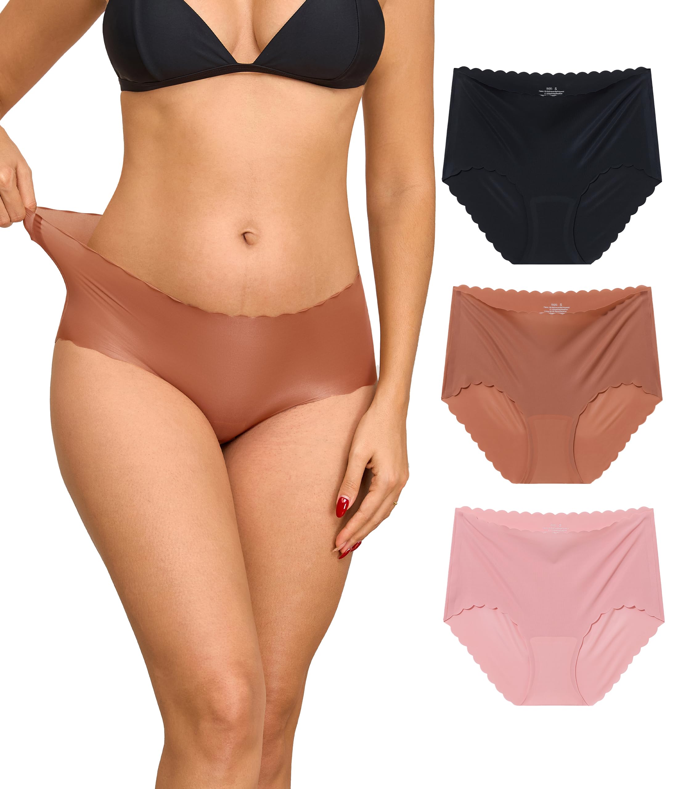 ANLIQI Women's Cotton Modal Ployamide Bikini Panties, Soft Moisture Wicking Hipster Briefs Undies for Ladies Multi-Pack