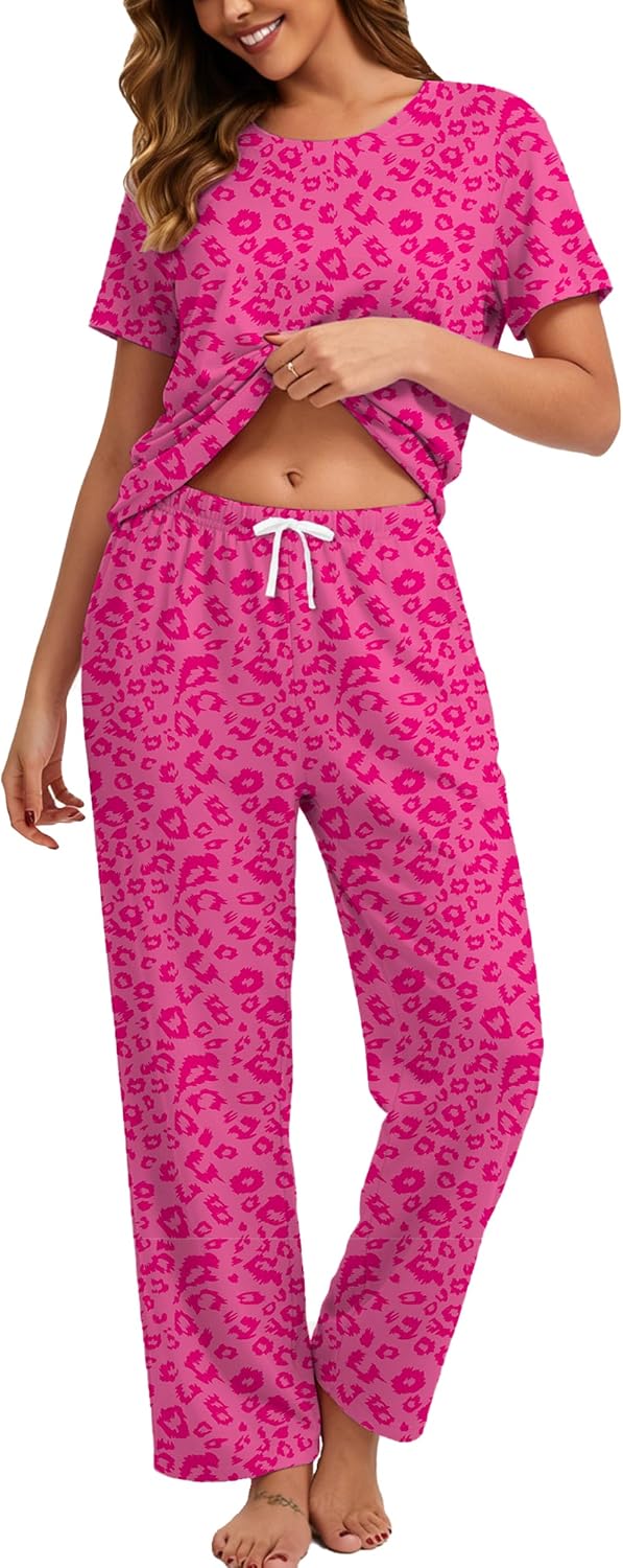 2 Piece Pjs Set For Womens Pajamas Lounge Set Long Sleeve Joggers Pants Sleepwear with Pockets
