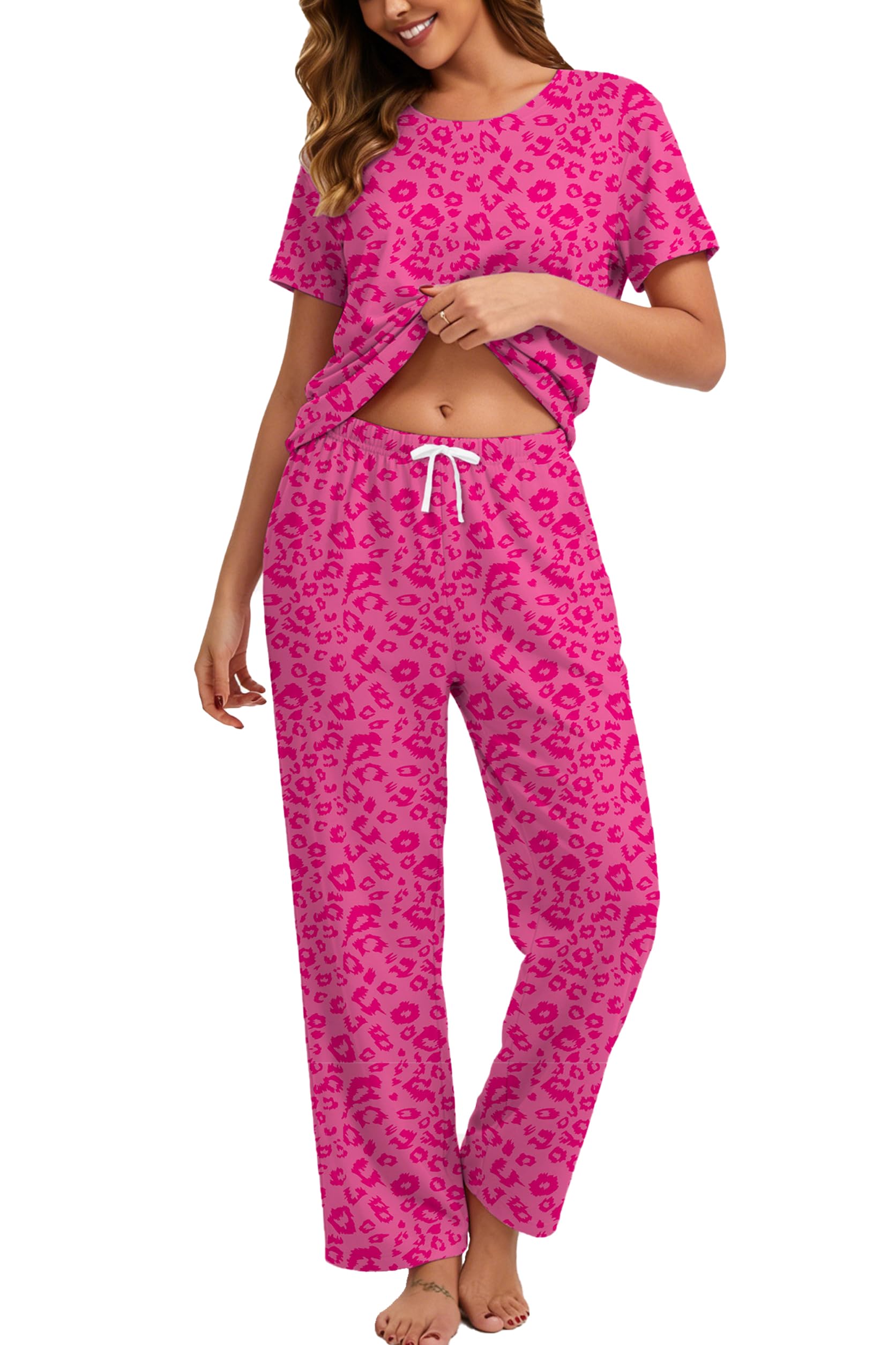 2 Piece Pjs Set For Womens Pajamas Lounge Set Long Sleeve Joggers Pants Sleepwear with Pockets