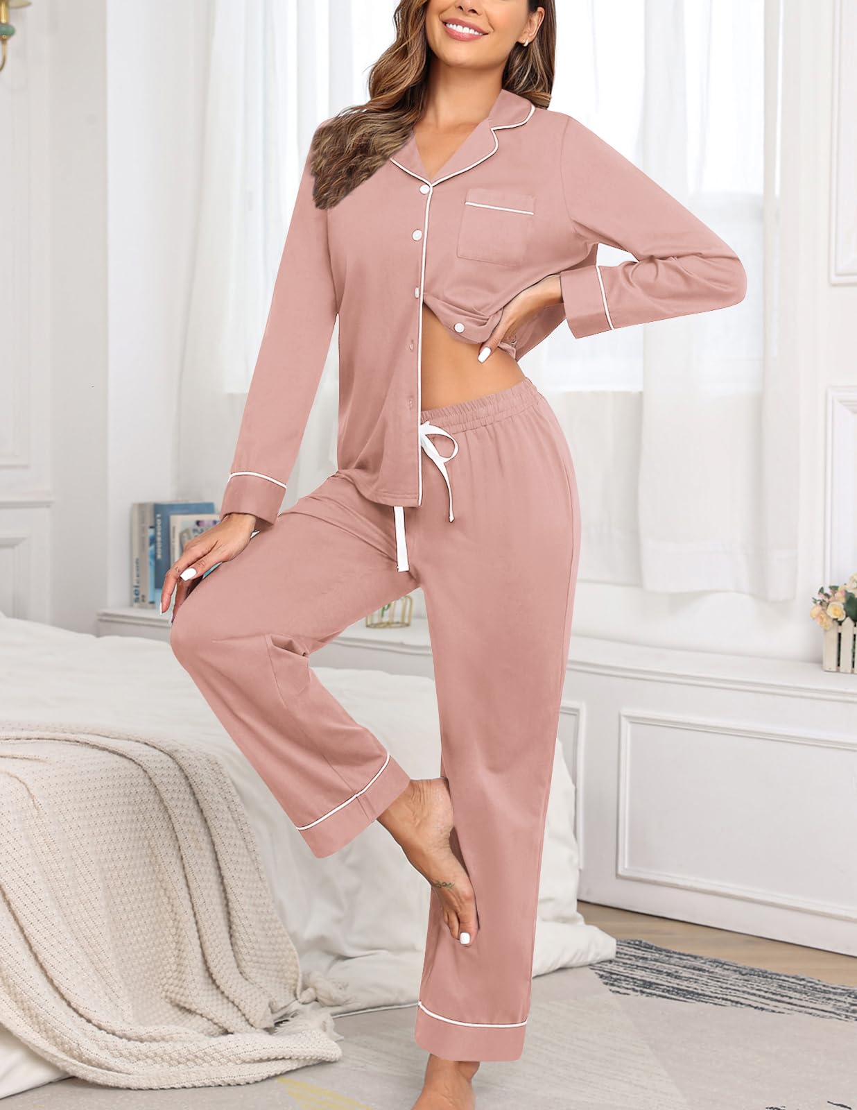 Veseacky Womens Pajamas Sets Lounge Sets for Women with Pockets for Home and Pajama Parties Suitable for all Seasons