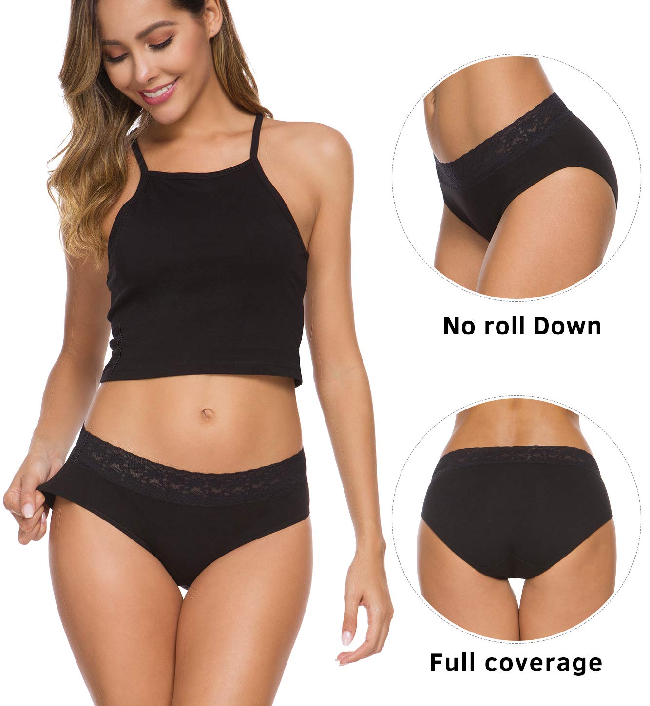 Hipster Panties for Women Underwear Lace Bikini Hip-huggers Panties 5 Pack