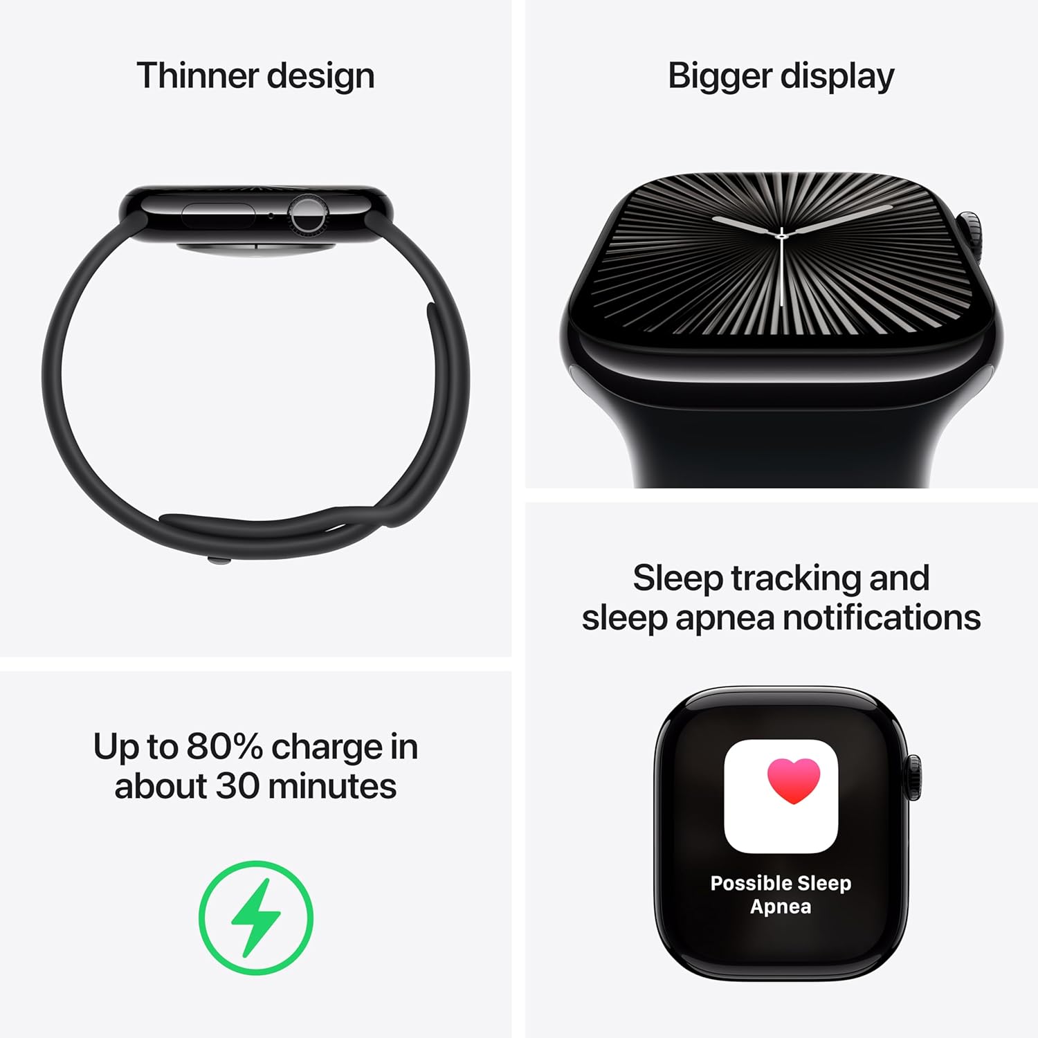Apple Watch Series 10 [GPS 42mm case] Smartwatch with Silver Aluminum Case with Blue Cloud Sport Loop. Fitness Tracker, ECG App, Always-On Retina Display, Carbon Neutral
