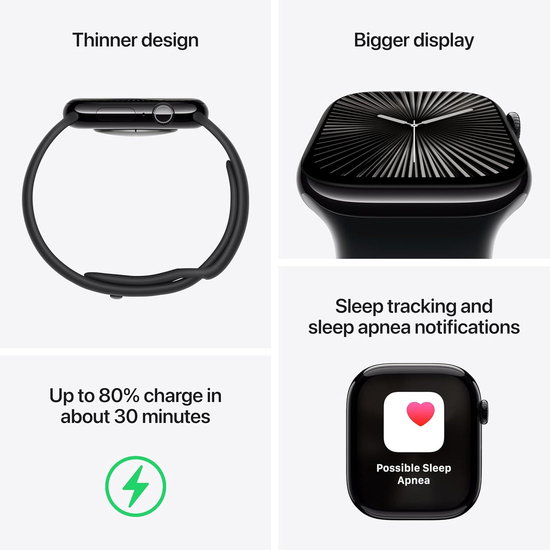 Apple Watch Series 10 [GPS 42mm case] Smartwatch with Silver Aluminum Case with Blue Cloud Sport Loop. Fitness Tracker, ECG App, Always-On Retina Display, Carbon Neutral