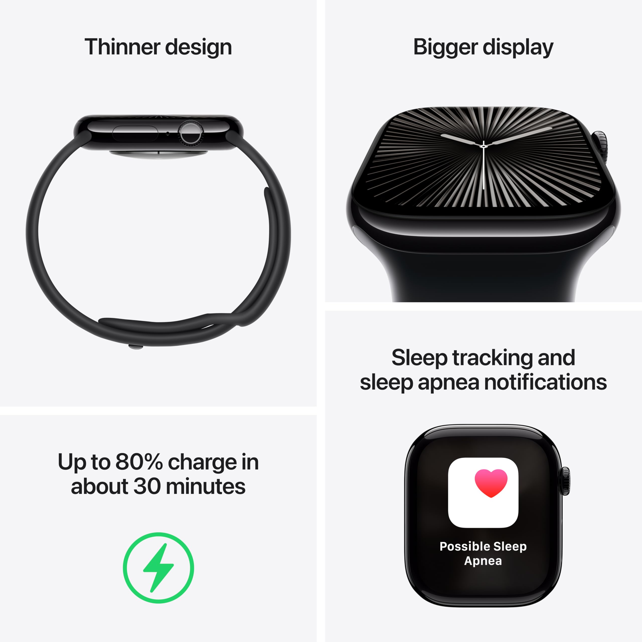 Apple Watch Series 10 [GPS 42mm case] Smartwatch with Silver Aluminum Case with Blue Cloud Sport Loop. Fitness Tracker, ECG App, Always-On Retina Display, Carbon Neutral