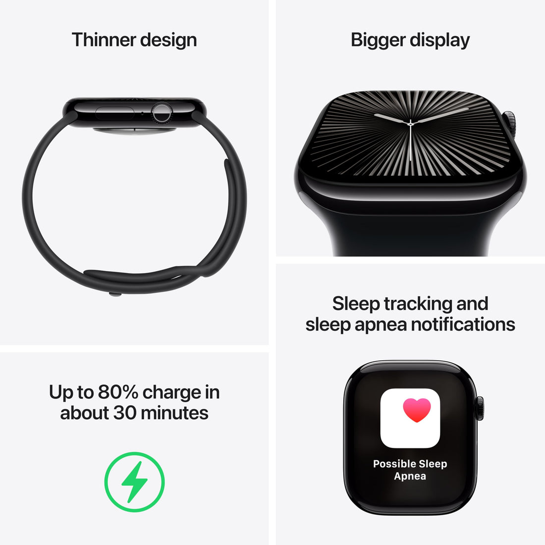 Apple Watch Series 10 [GPS 42mm case] Smartwatch with Silver Aluminum Case with Blue Cloud Sport Loop. Fitness Tracker, ECG App, Always-On Retina Display, Carbon Neutral