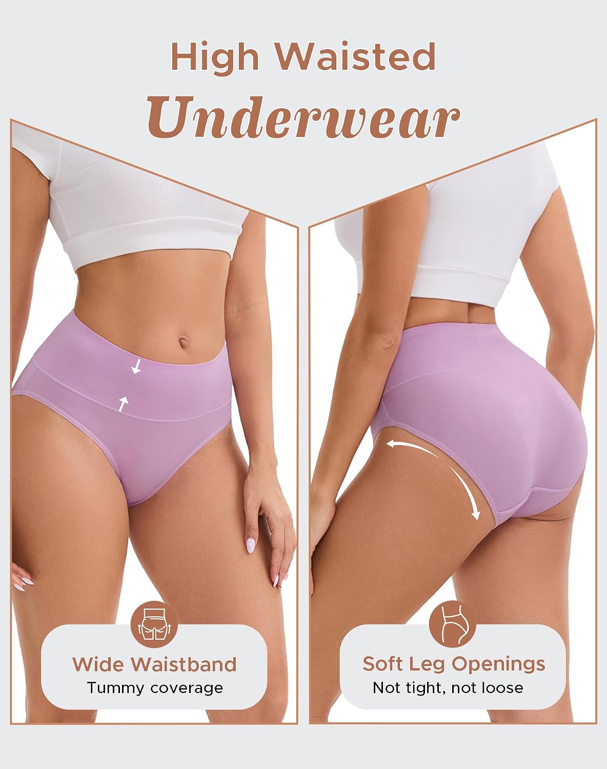 INNERSY Women's Modal Underwear Soft High Waist Briefs 4-Pack