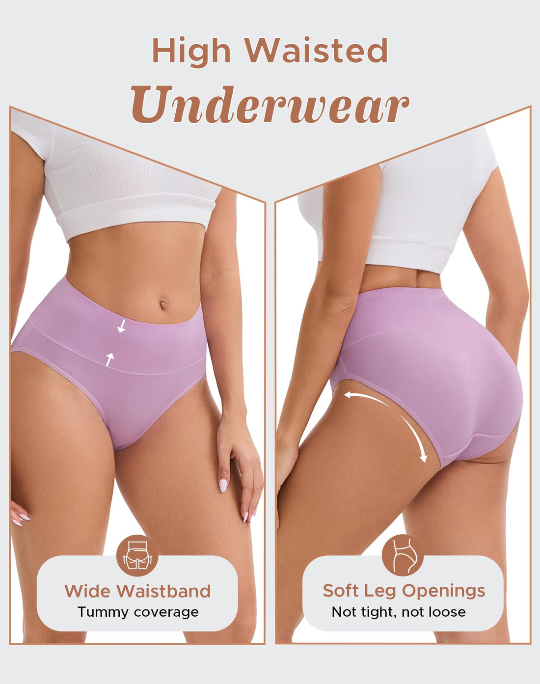 INNERSY Women's Modal Underwear Soft High Waist Briefs 4-Pack