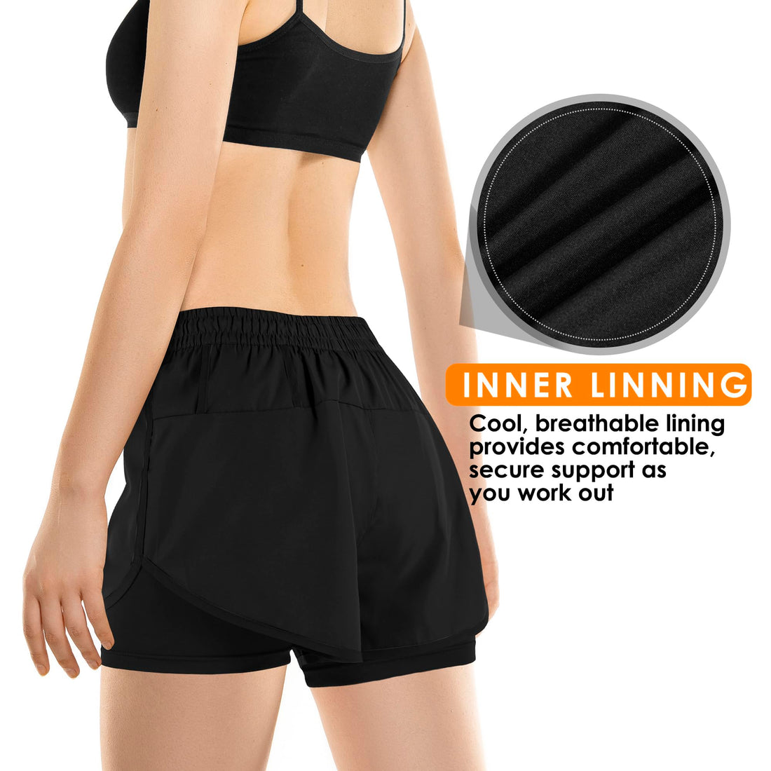 Yevrimow Women's 2 in 1 Running Shorts for Gym Yoga Workout Athletic Shorts High-Waisted Shorts with Liner Pockets