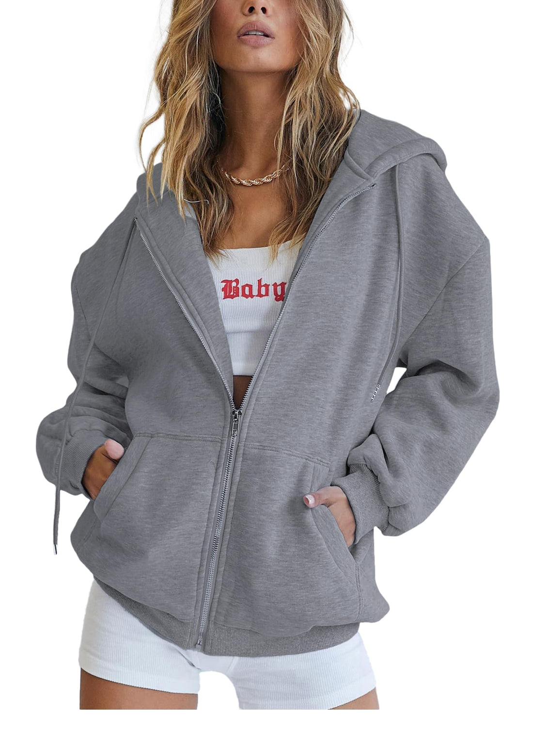PRETTYGARDEN Women's Fall Zip Up Hoodies Sweatshirts | Comfy Fleece Lined, Long Sleeve Pockets, Drawstring Hooded, Loose Fit, Trendy Y2K, Track Jackets, Spring Winter Clothing