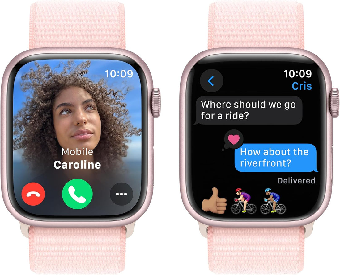 Apple Watch Series 9 [GPS 45mm] Smartwatch with Pink Aluminum Case with Pink Sport Loop. Fitness Tracker, Blood Oxygen & ECG Apps, Always-On Retina Display, Carbon Neutral