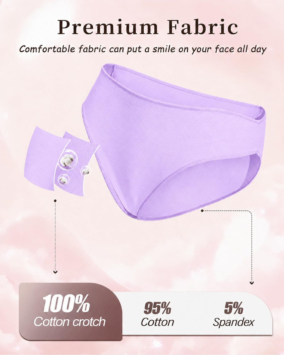 UNDER THE SEA Cotton Underwear for Women 6 Pack Sexy Bikini High Cut Breathable Cheeky Panties Underwear Womens Lingerie