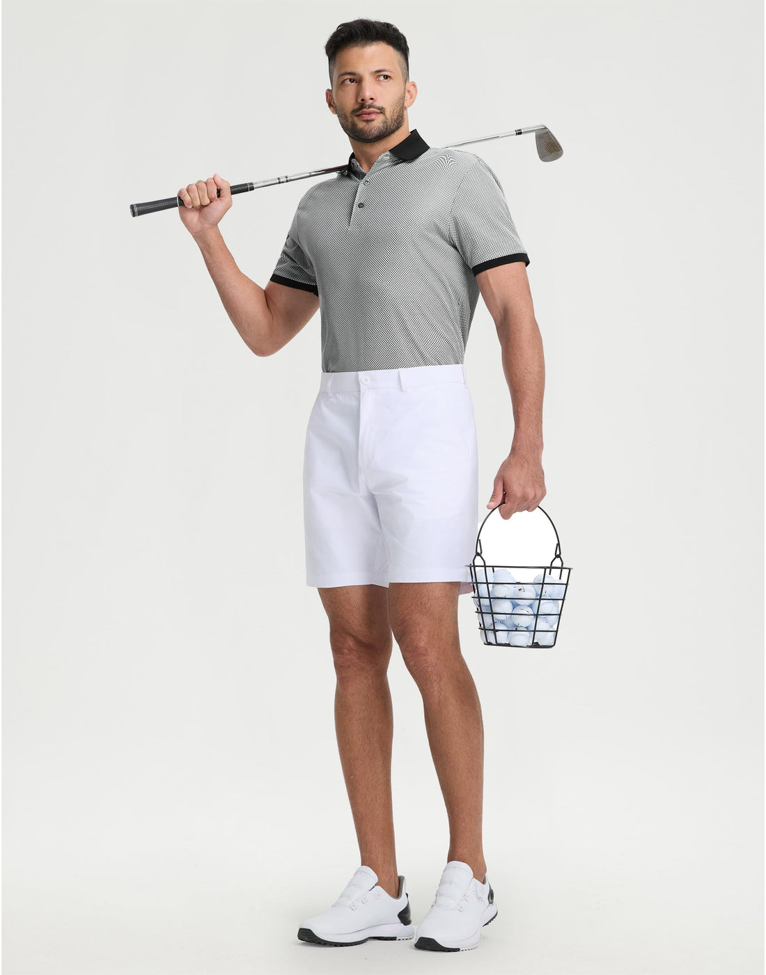 M MAELREG Mens Golf Polo Shirts Jacquard Ribbed Collar Performance Moisture Wicking Dry Fit Short Sleeve Golf Shirts for Men