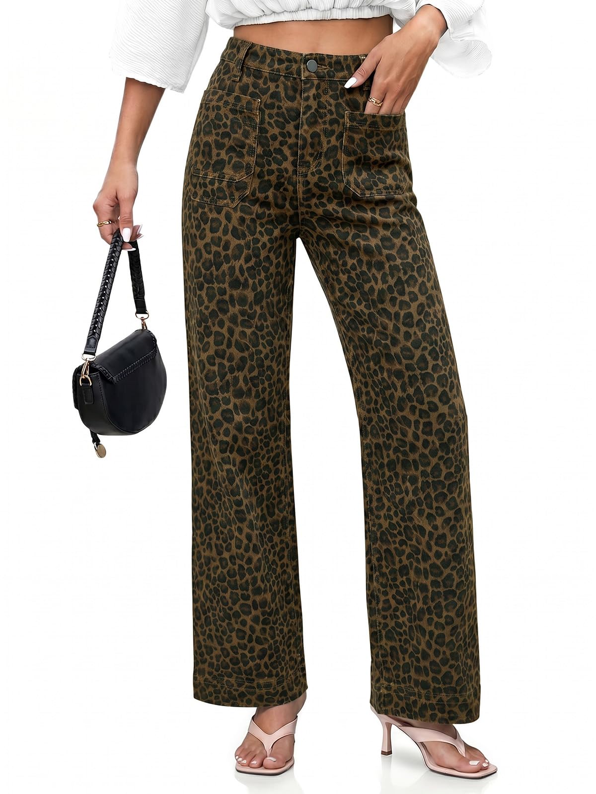 Cicy Bell Womens Wide Leg Jeans High Waisted Straight Leg Denim Pants | Stretchy,Patch Pocket,Full Length,Loose,Trendy,Pockets Front