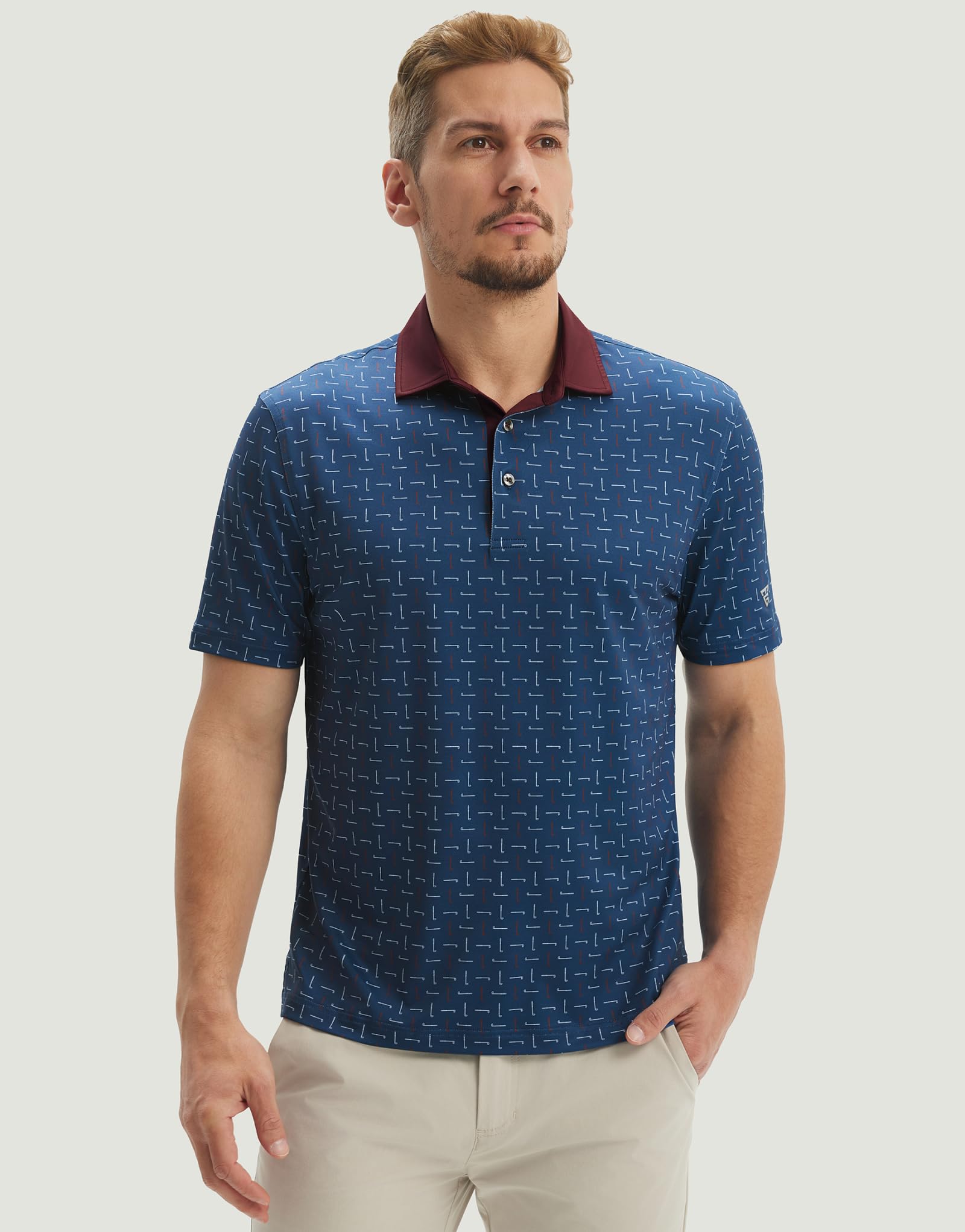 M MAELREG Golf Shirts for Men Short Sleeve Print Patterns Moisture Wicking Performance Lightweight Collared Mens Polo Shirts