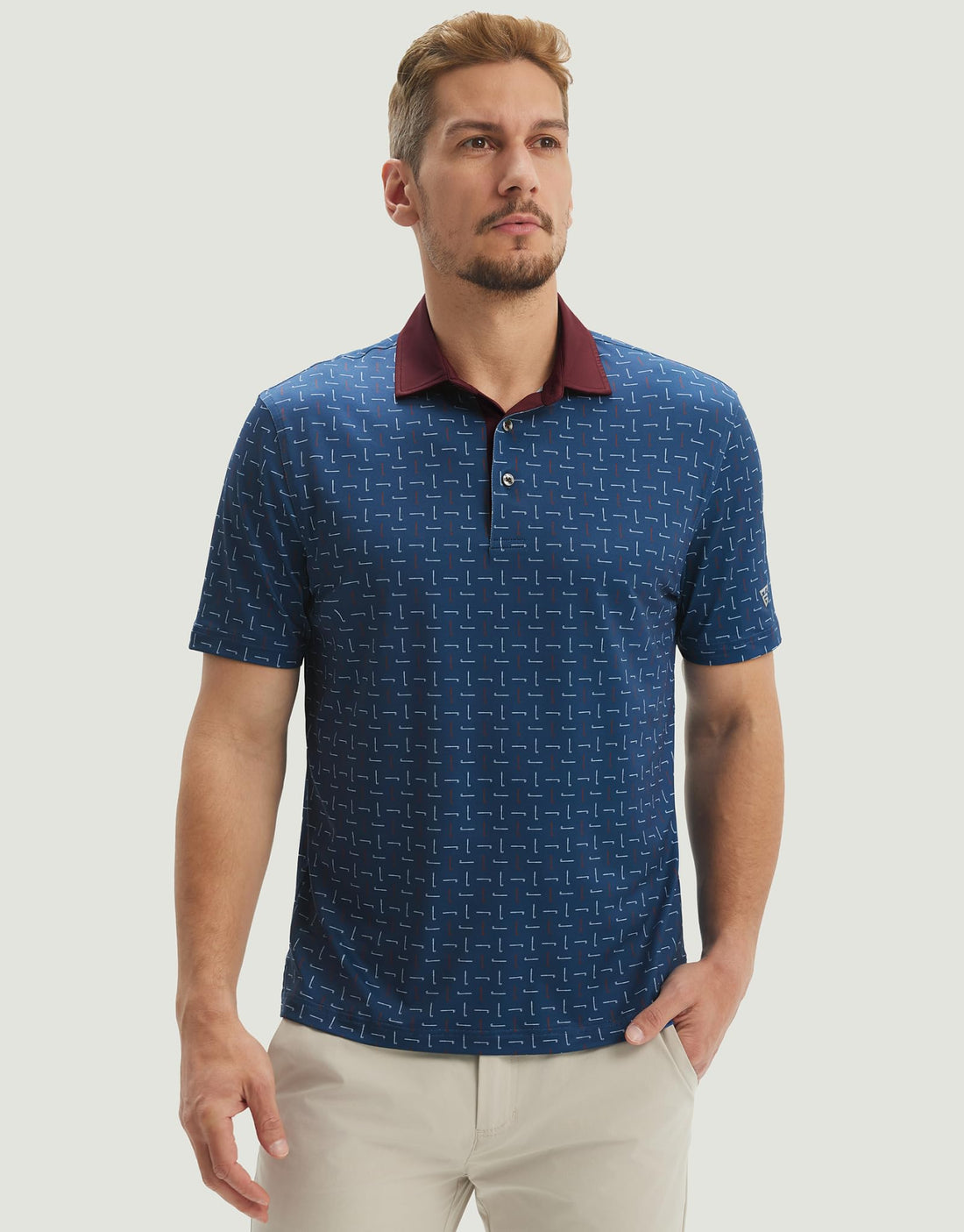 M MAELREG Golf Shirts for Men Short Sleeve Print Patterns Moisture Wicking Performance Lightweight Collared Mens Polo Shirts