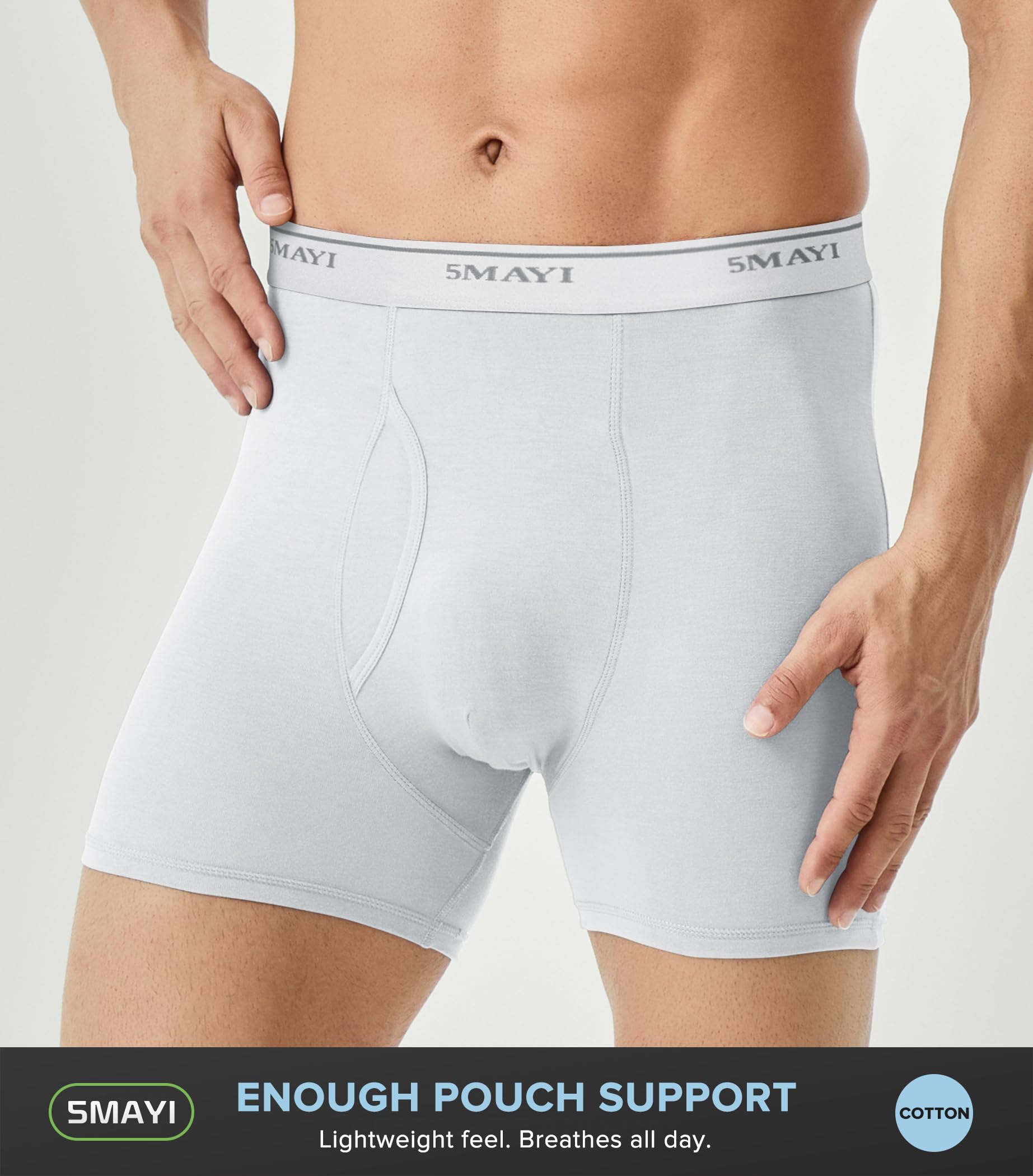 5Mayi Men's Underwear Boxer Briefs Cotton Regular Long Mens Boxer Briefs Underwear Men Pack S M L XL XXL