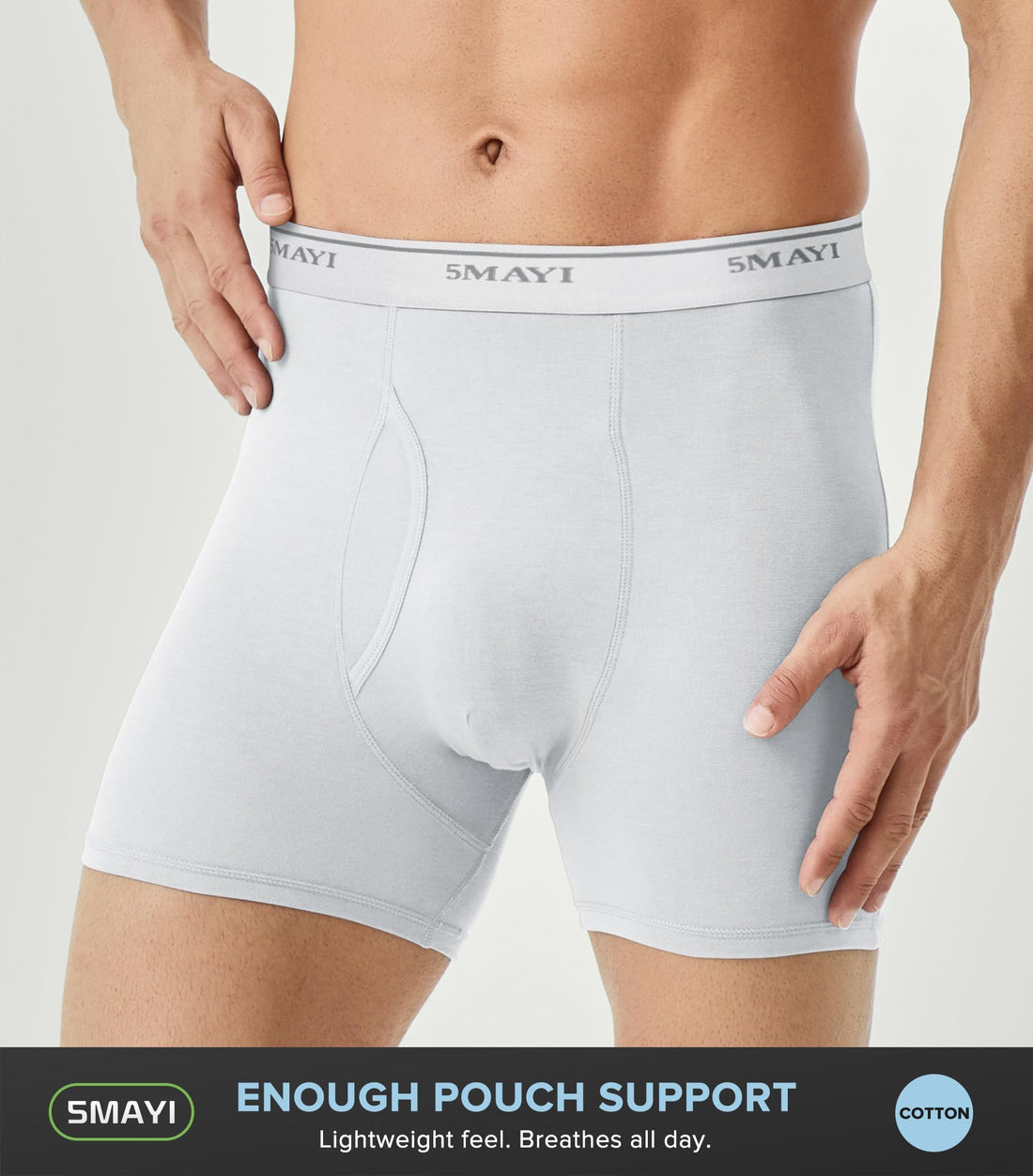 5Mayi Men's Underwear Boxer Briefs Cotton Regular Long Mens Boxer Briefs Underwear Men Pack S M L XL XXL