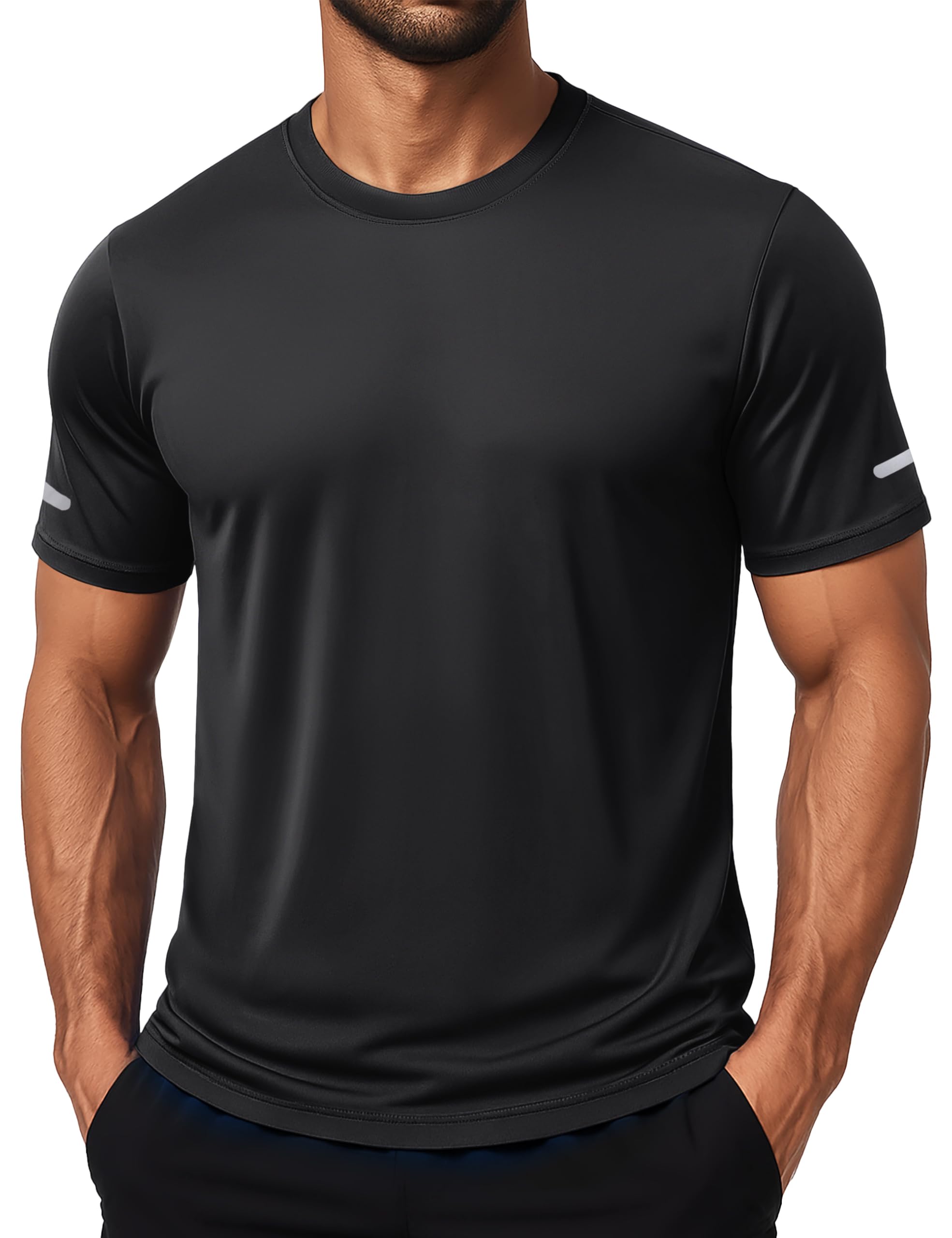 MAGCOMSEN Mens Workout Shirts Dry Fit Sun Protection Athletic Short Sleeve Shirt UPF 50+ Gym Running Swim Rash Guard Top