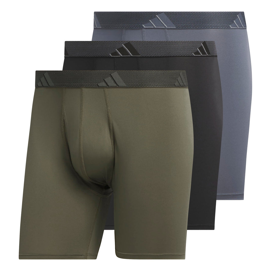 adidas Men's Microfiber Boxer Briefs (3-pack) performance Stretch Moisture-wicking Underwear