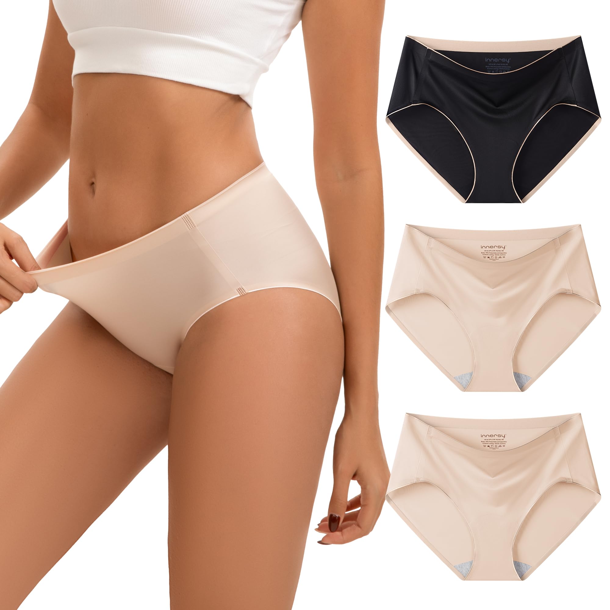 INNERSY Women's Seamless Underwear Silky Hipster 6-Pack