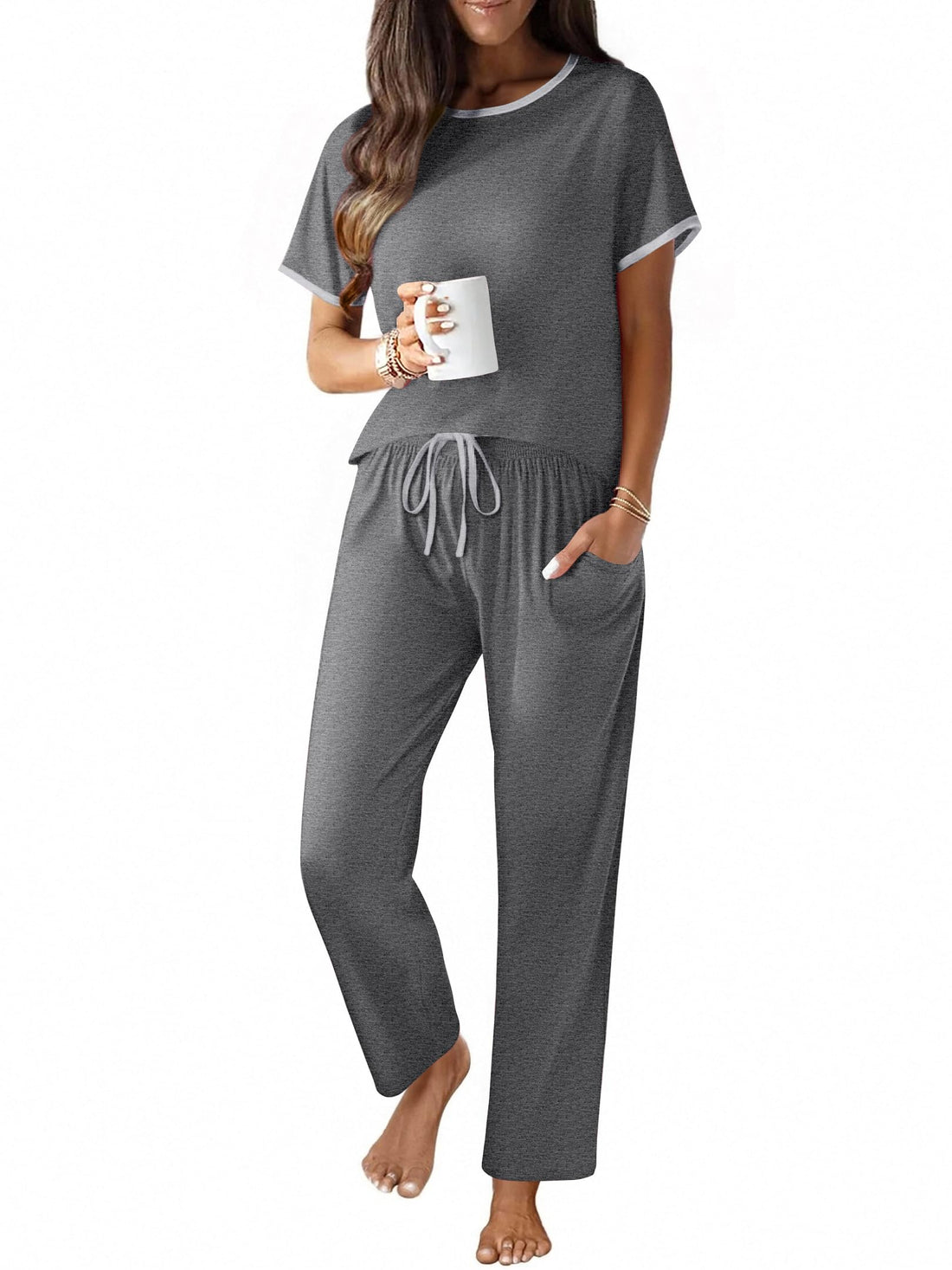 Ekouaer 2 Piece Cotton Pajamas for Women