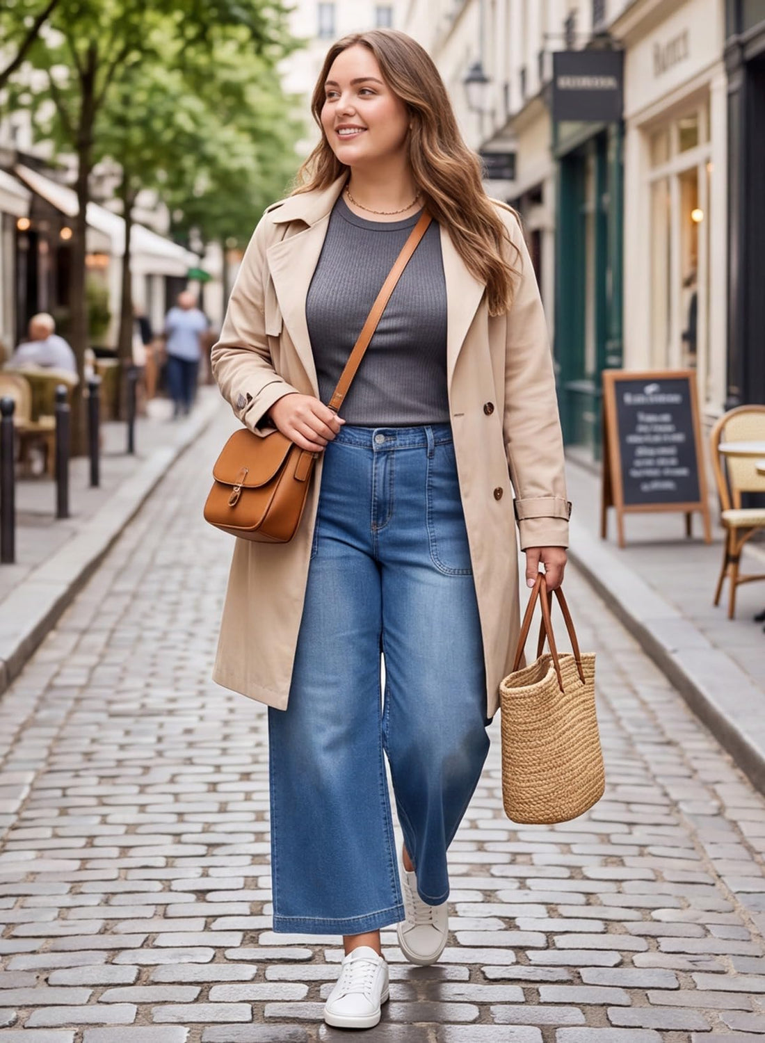 Eytino Plus Size Wide Leg Jeans for Women Elastic High Waisted Stretchy Relaxed Fit Denim Pants with Pockets(1X-5X)
