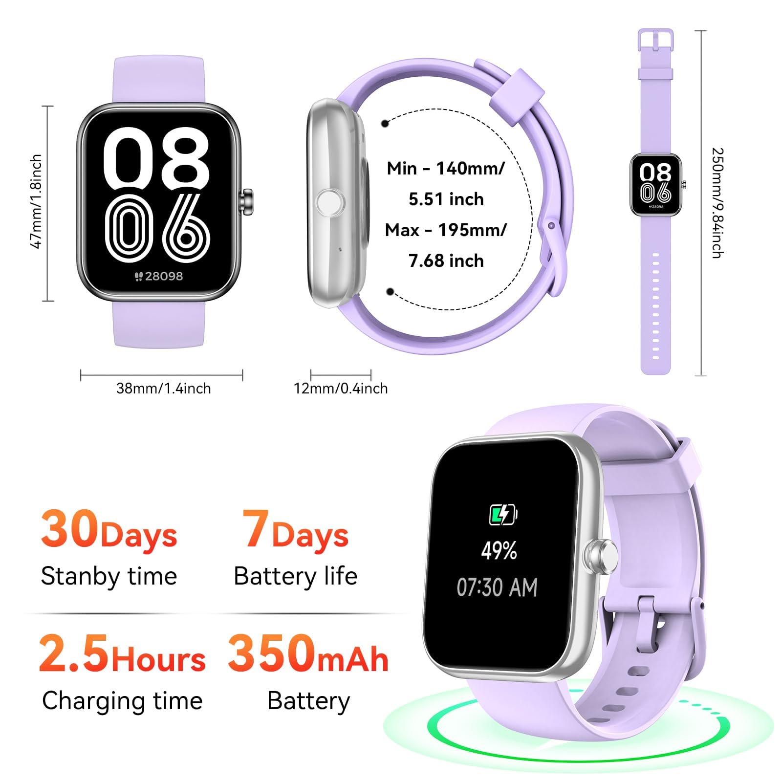 Smart Watch with Alexa Built-in, 1.83" HD Health Fitness Tracker, Bluetooth Calls/Notifications, 120+ Sports Modes, 24/7 Heart Rate/Sleep Tracking, IP68 Waterproof for iPhone and Android (Black)