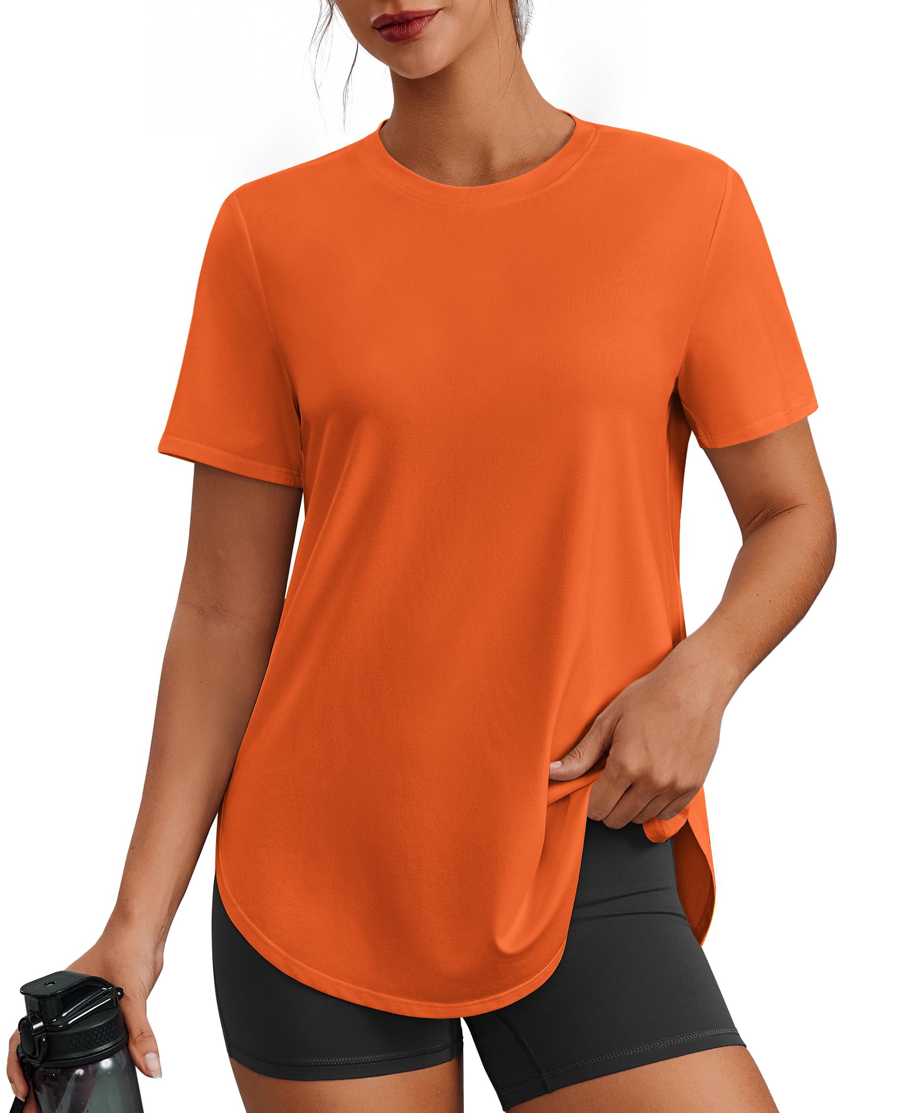 PINSPARK Workout Tops for Women Short Sleeve Athletic Shirts UPF 50+ Quick Dry Running Outfits for Exercise Gym Hiking S-3XL