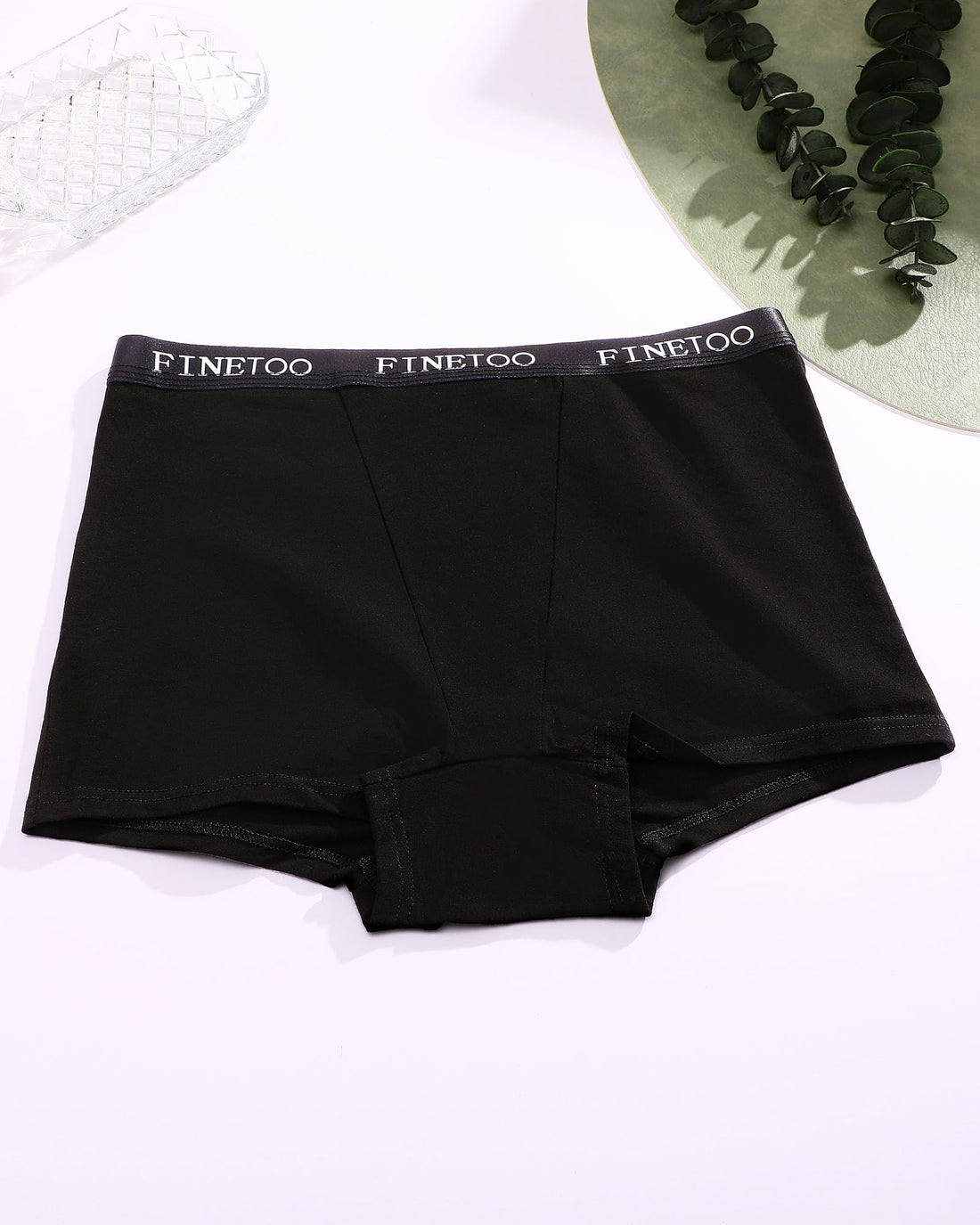FINETOO Womens Cotton Boy Shorts Underwear Full Coverage Soft Boxer Briefs High Waisted Panties for Lady Girls 6 Pack