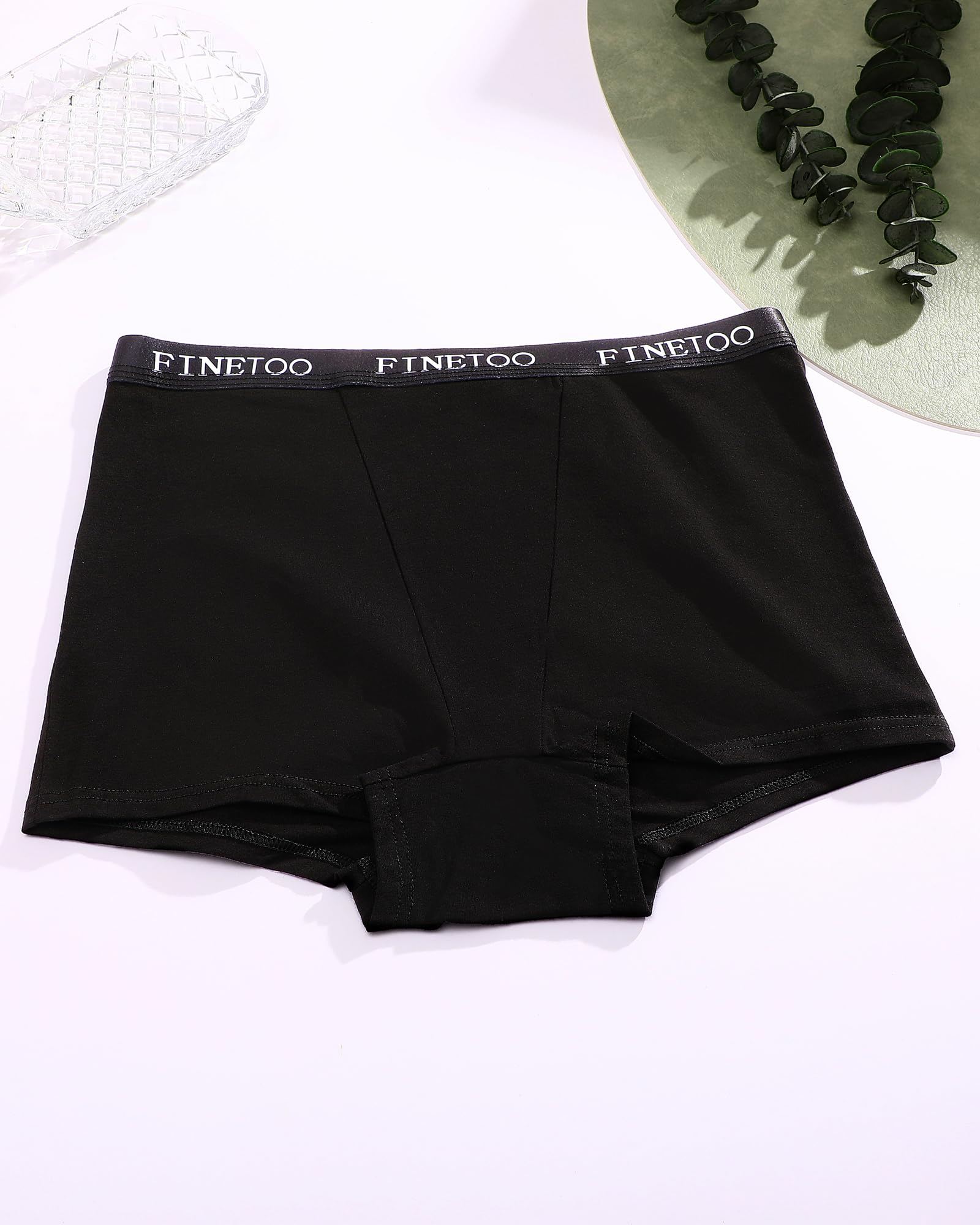 FINETOO Womens Cotton Boy Shorts Underwear Full Coverage Soft Boxer Briefs High Waisted Panties for Lady Girls 6 Pack