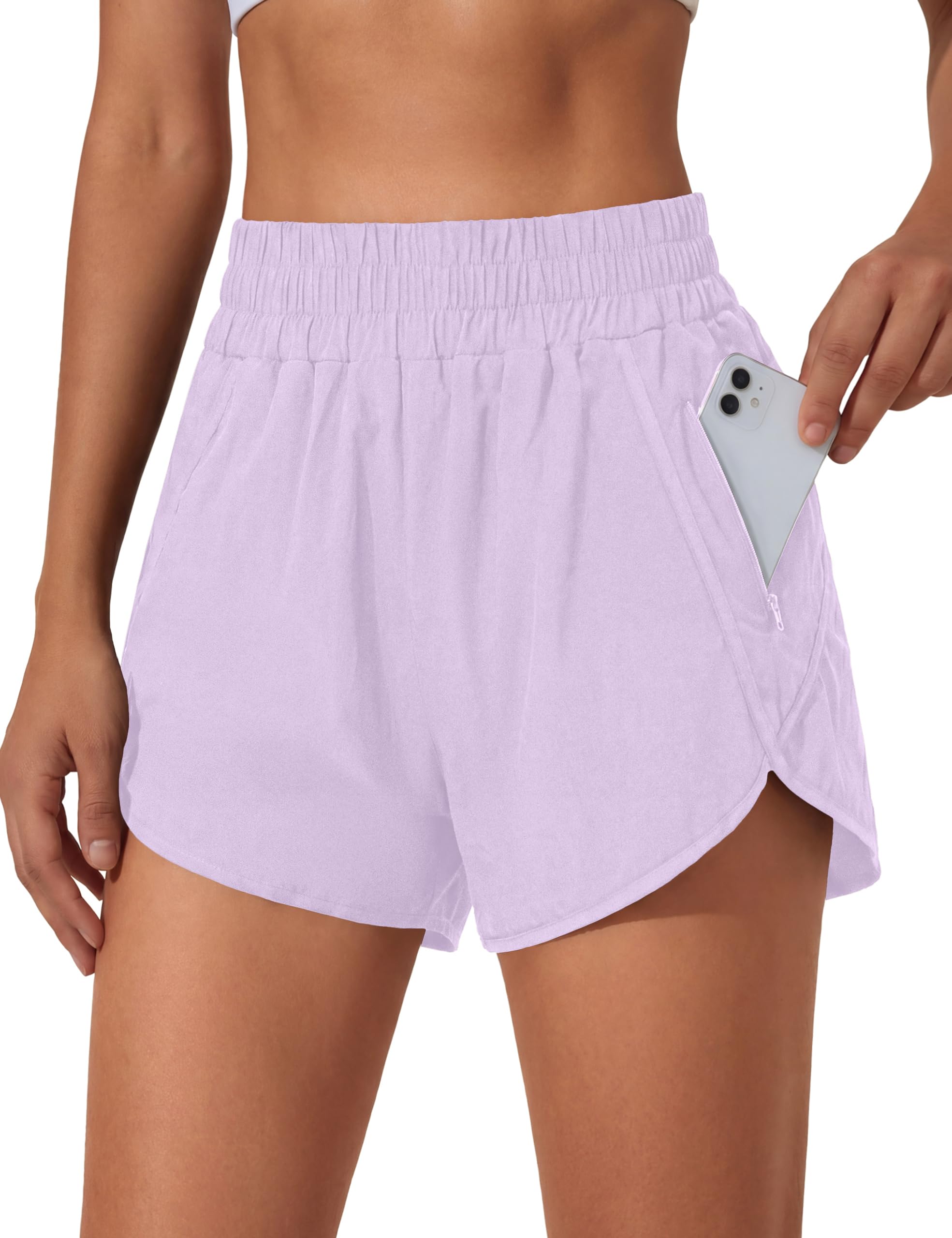BMJL Women's Running Shorts Elastic High Waisted with Pockets, 2.5" Sporty Workout Quick Dry Athletic Shorts