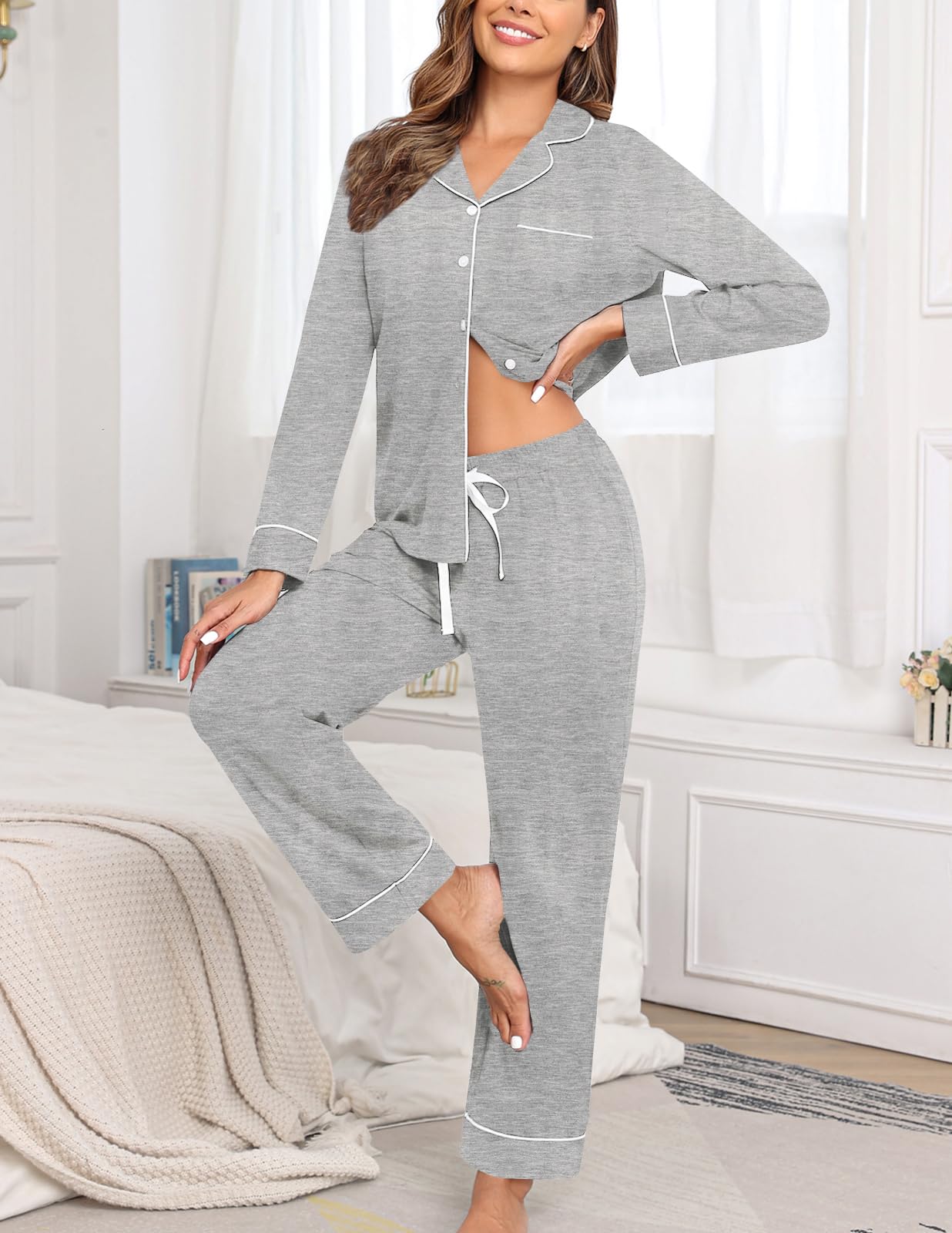 Veseacky Womens Pajamas Sets Lounge Sets for Women with Pockets for Home and Pajama Parties Suitable for all Seasons
