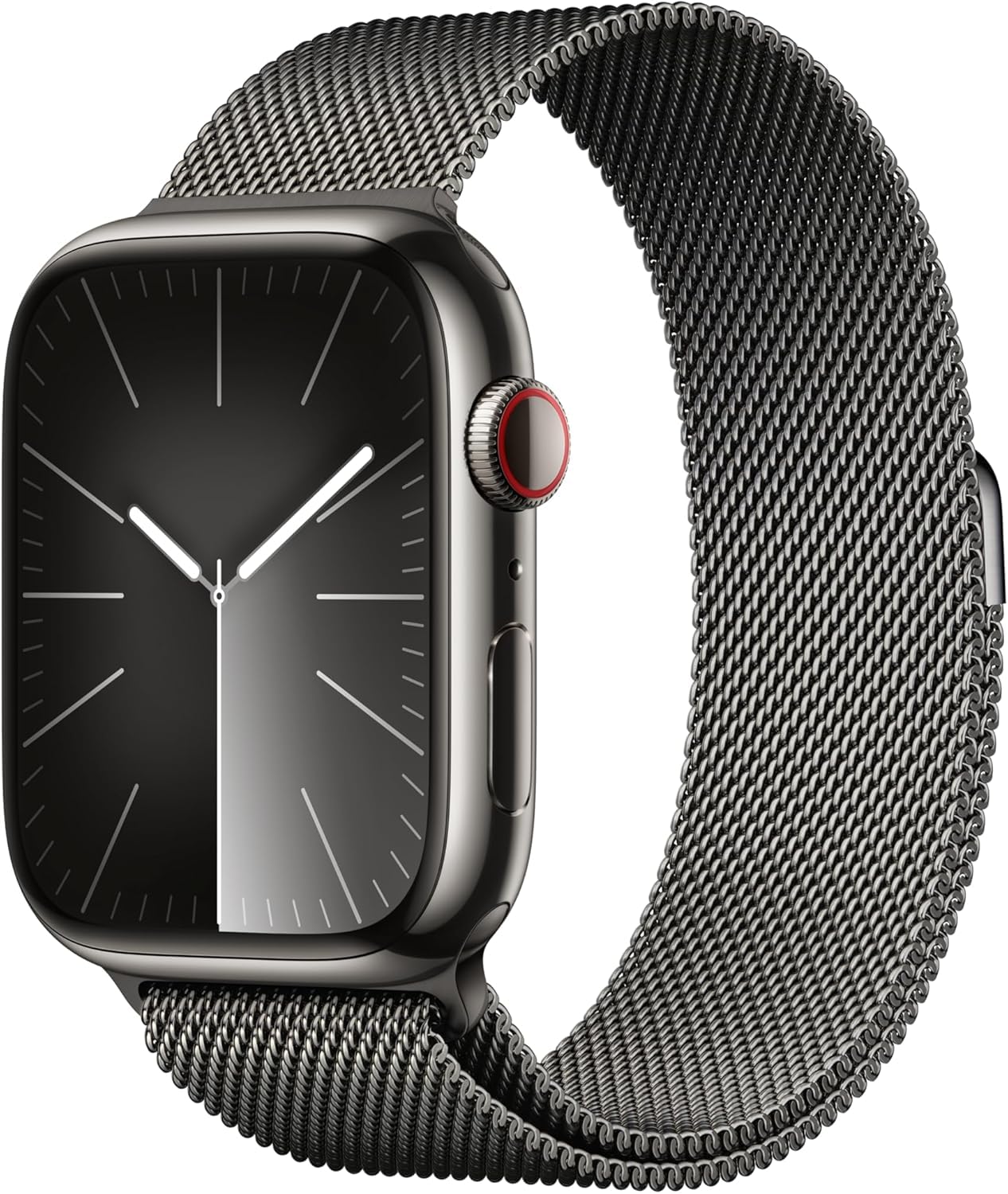 Apple Watch Series 9 [GPS + Cellular 45mm] Smartwatch with Silver Stainless Steel Case with Silver Milanese Loop. Fitness Tracker, Blood Oxygen & ECG Apps, Always-On Retina Display