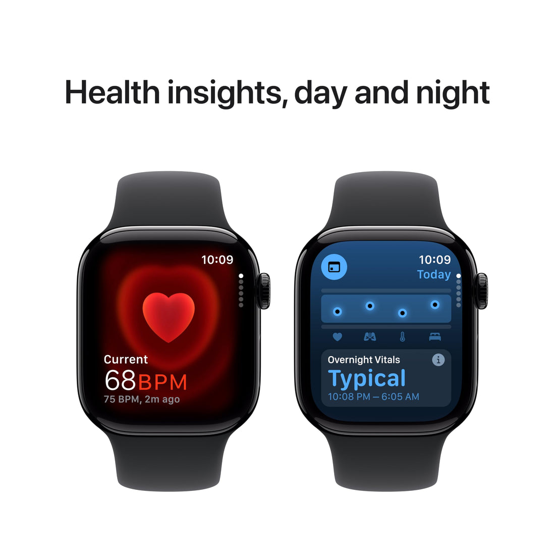 Apple Watch Series 10 [GPS 46mm case] Smartwatch with Jet Black Aluminum Case with Black Sport Band - M/L. Fitness Tracker, ECG App, Always-On Retina Display, Water Resistant