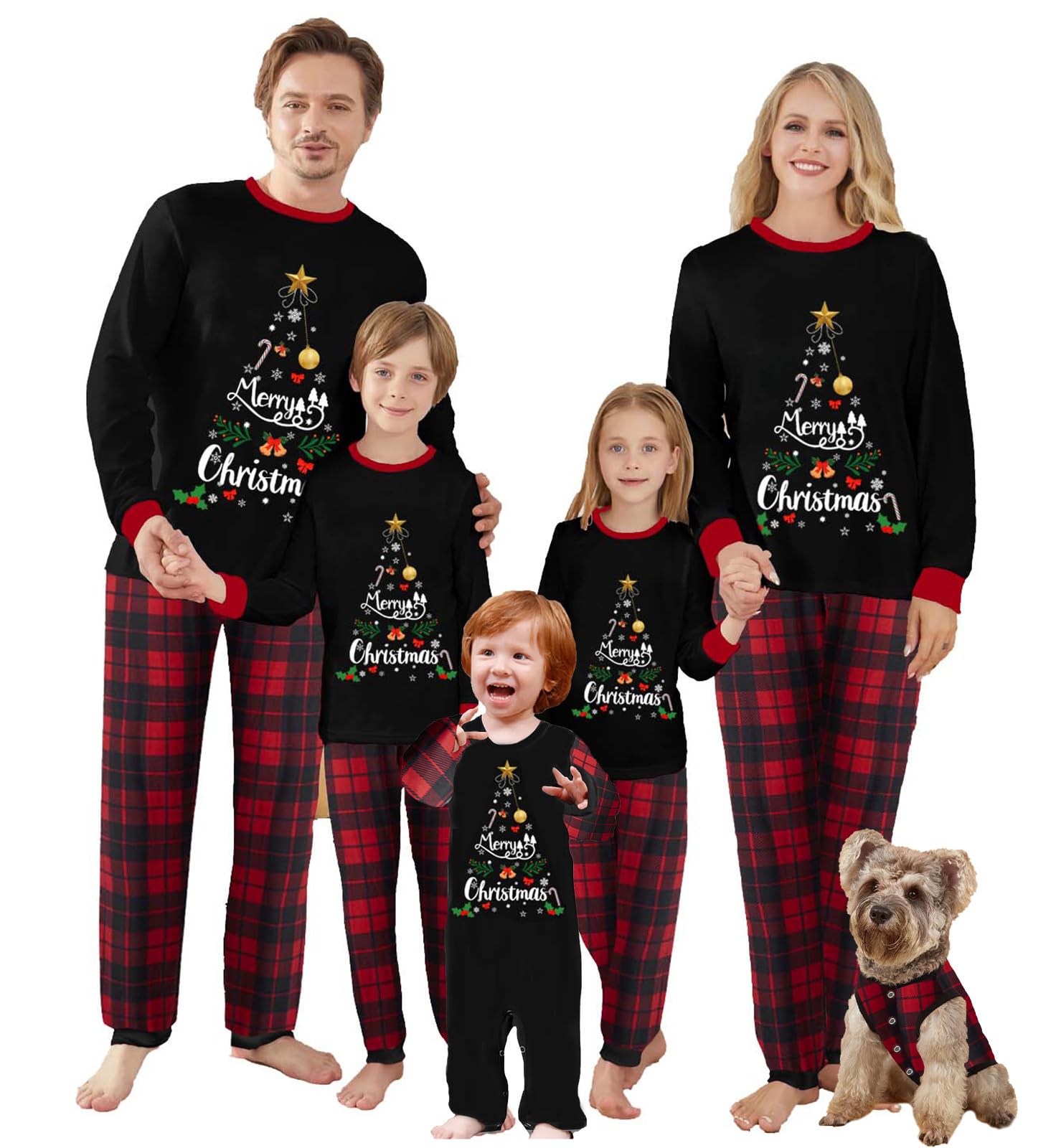 OAKFashion Christmas Family Pajamas Holiday Christma Pajama Family Matching Pjs Set Sleepwear Xmas Jammies