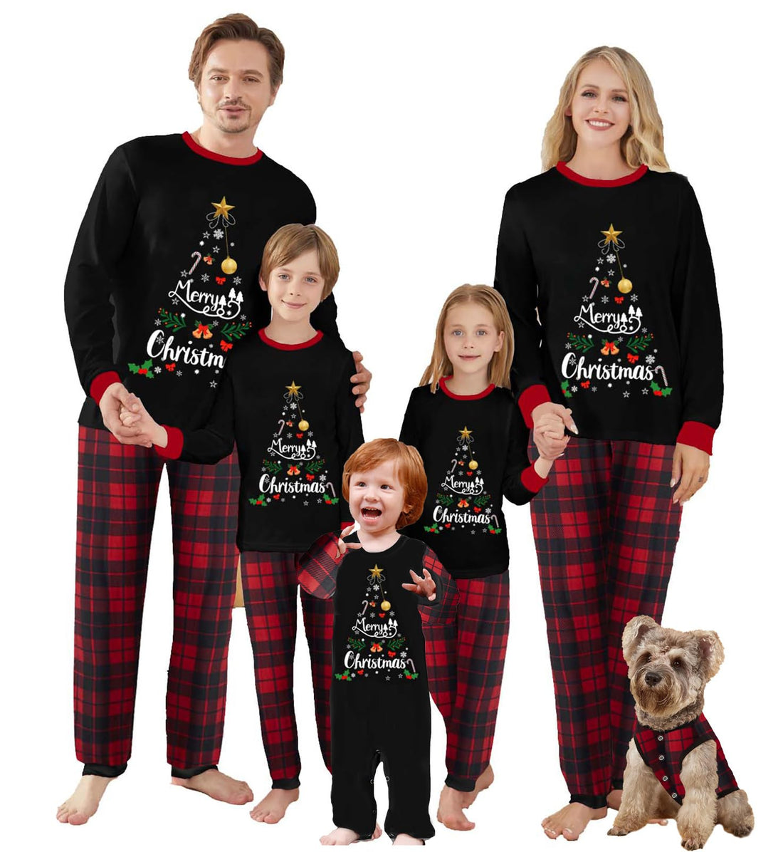 OAKFashion Christmas Family Pajamas Holiday Christma Pajama Family Matching Pjs Set Sleepwear Xmas Jammies