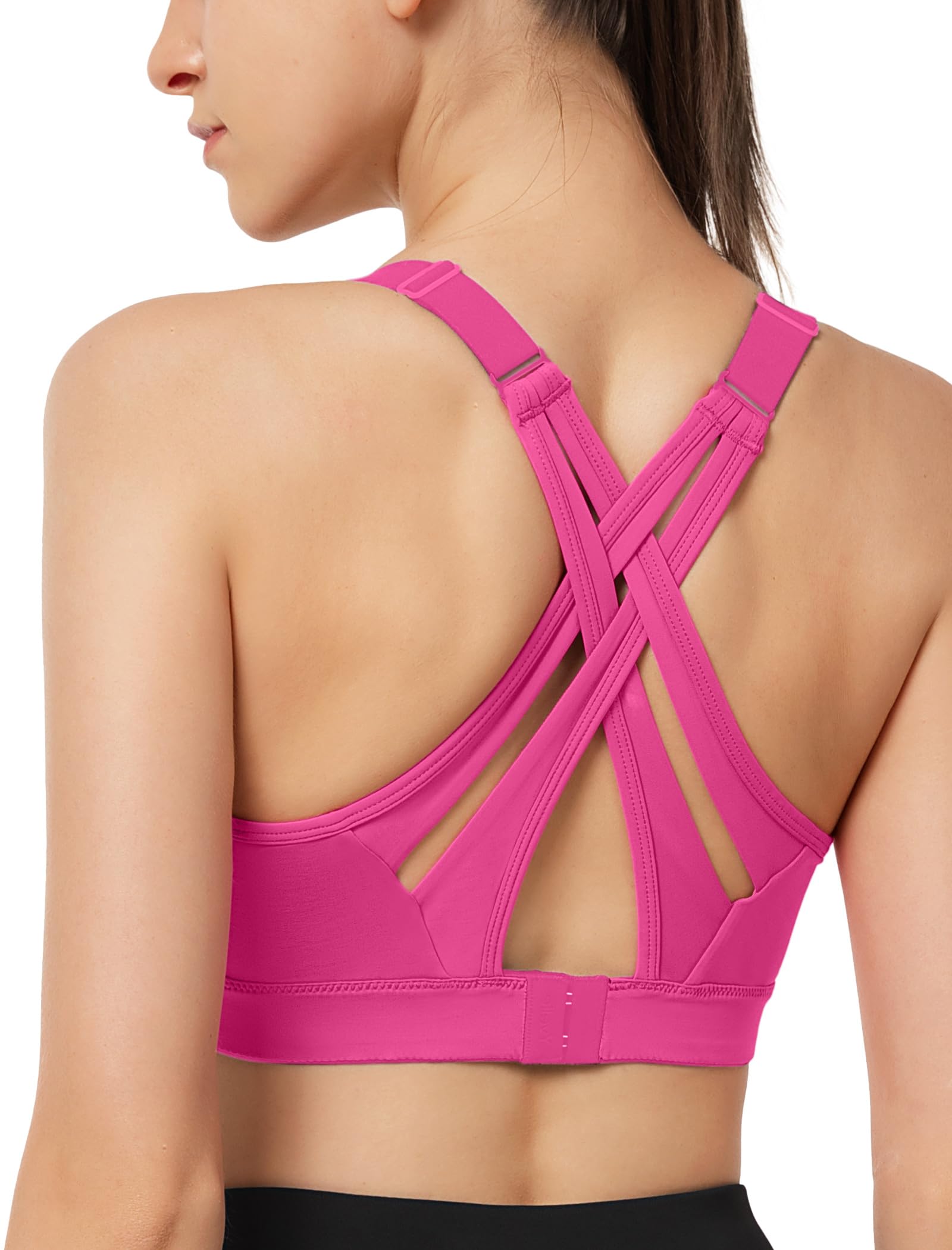 Yvette Criss Cross Adjustable High Impact Running Bra | Pickleball Tennis, Big Bust Plus Size, Adjustable Strap, Wireless Sewn in Pads, No Bounce, Full Coverage, Moisture-Wicking