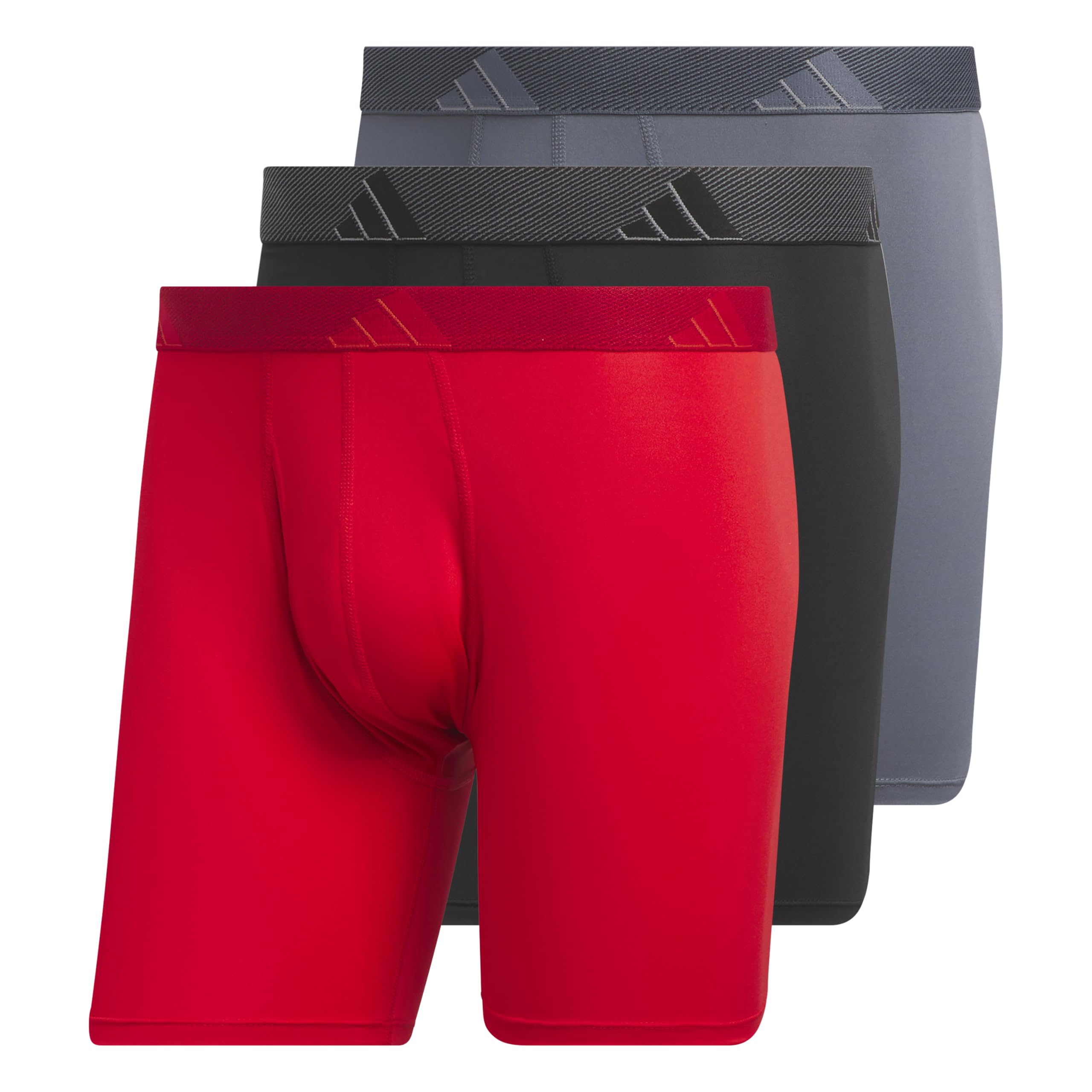adidas Men's Microfiber Boxer Briefs (3-pack) performance Stretch Moisture-wicking Underwear
