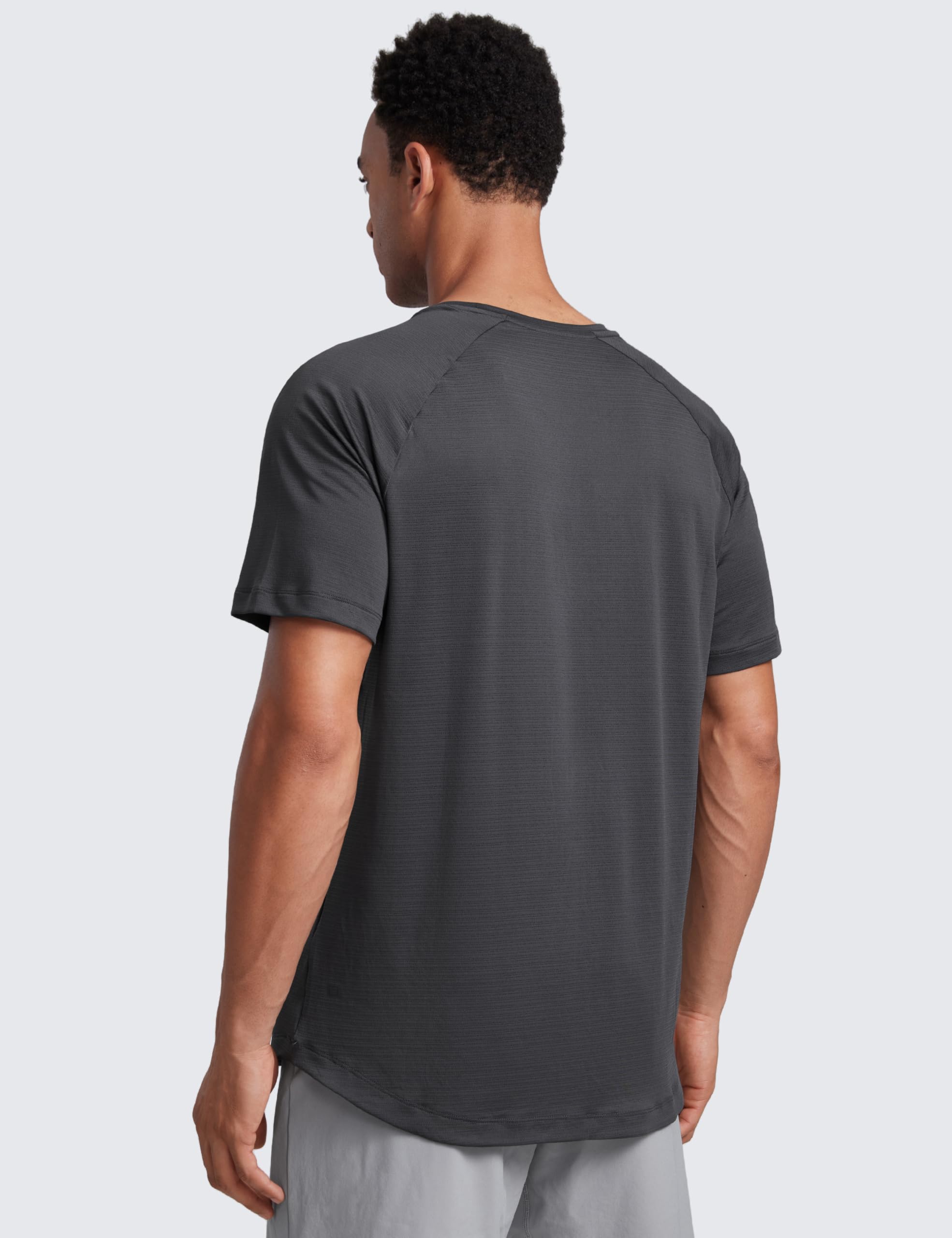 CRZ YOGA Breathable Texture Crewneck T-Shirts | Workout, Quick Dry, Lightweight, Classic Fit, Round Scallop Back, Short Sleeve Shirts for Men