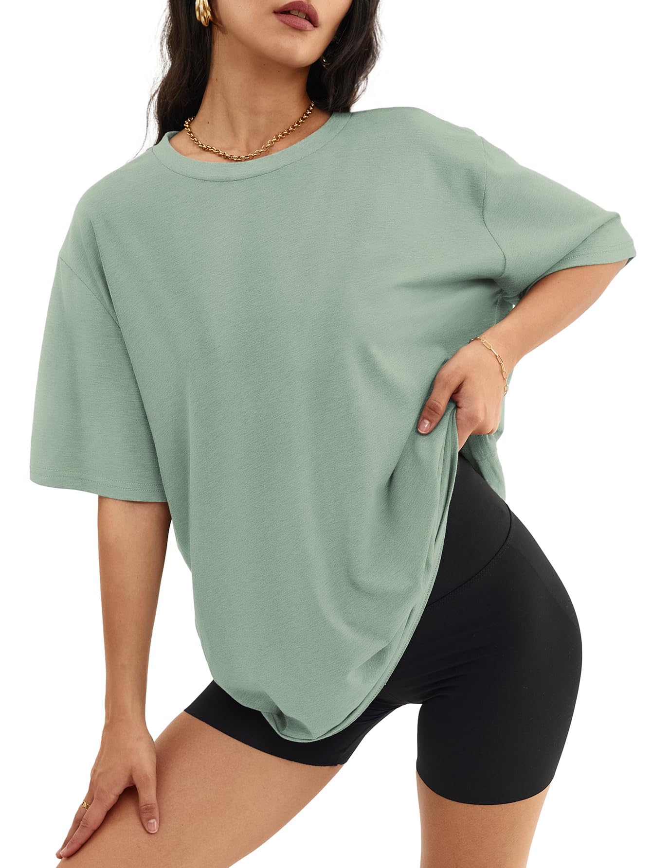 ATHMILE Womens Oversized T Shirts Casual Tee Workout Tops Gym Clothes Summer Loose Fit Short Sleeve Graphics Basic Y2K 2026