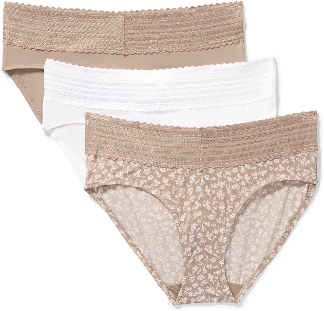 Warner's Women's Blissful Benefits Women's Dig-free Microfiber Lace Hipster 3-pack