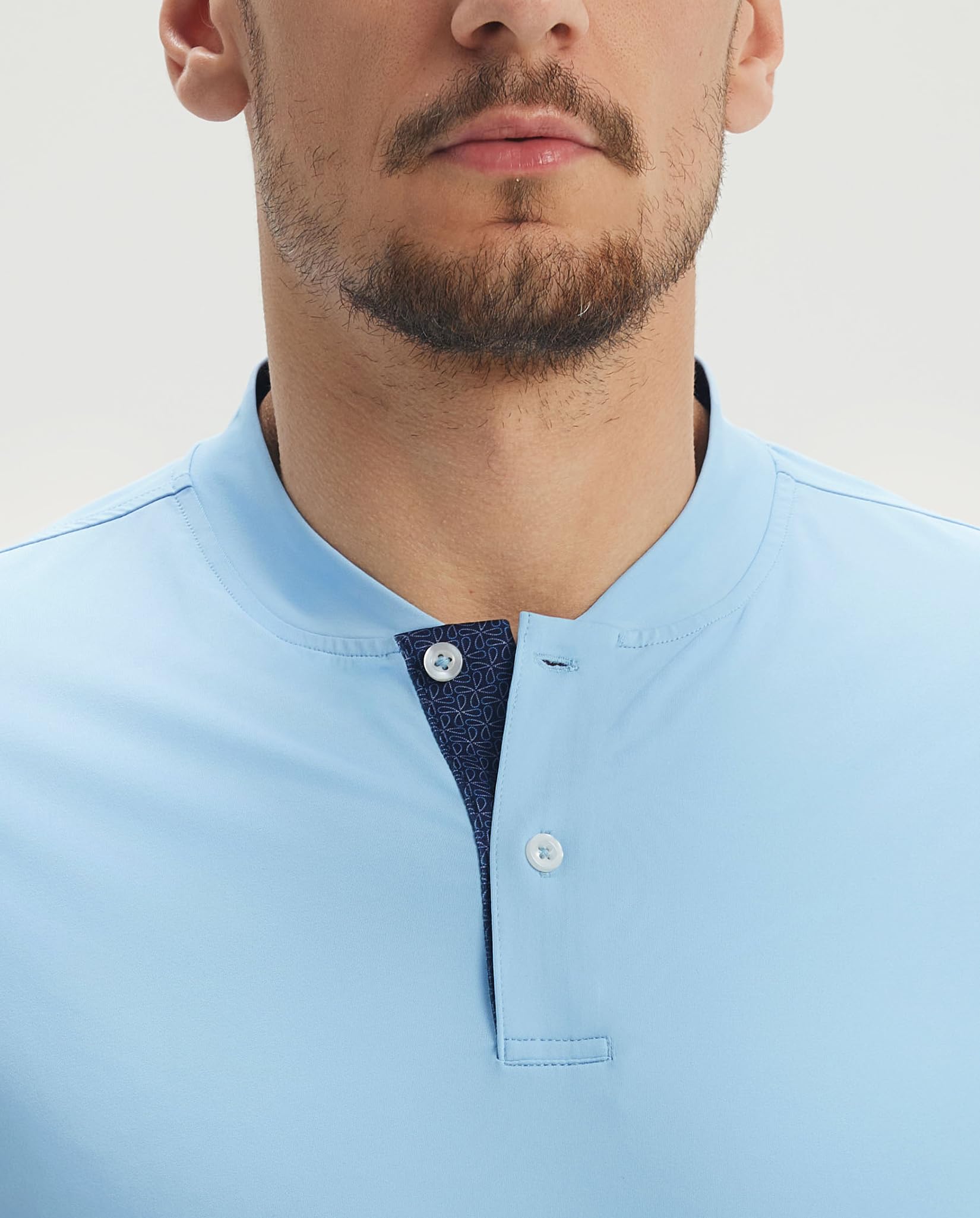 M MAELREG Mens Golf Shirts Collarless Performance Dry Fit Moisture Wicking Casual Solid Short Sleeve Henley Shirts for Men