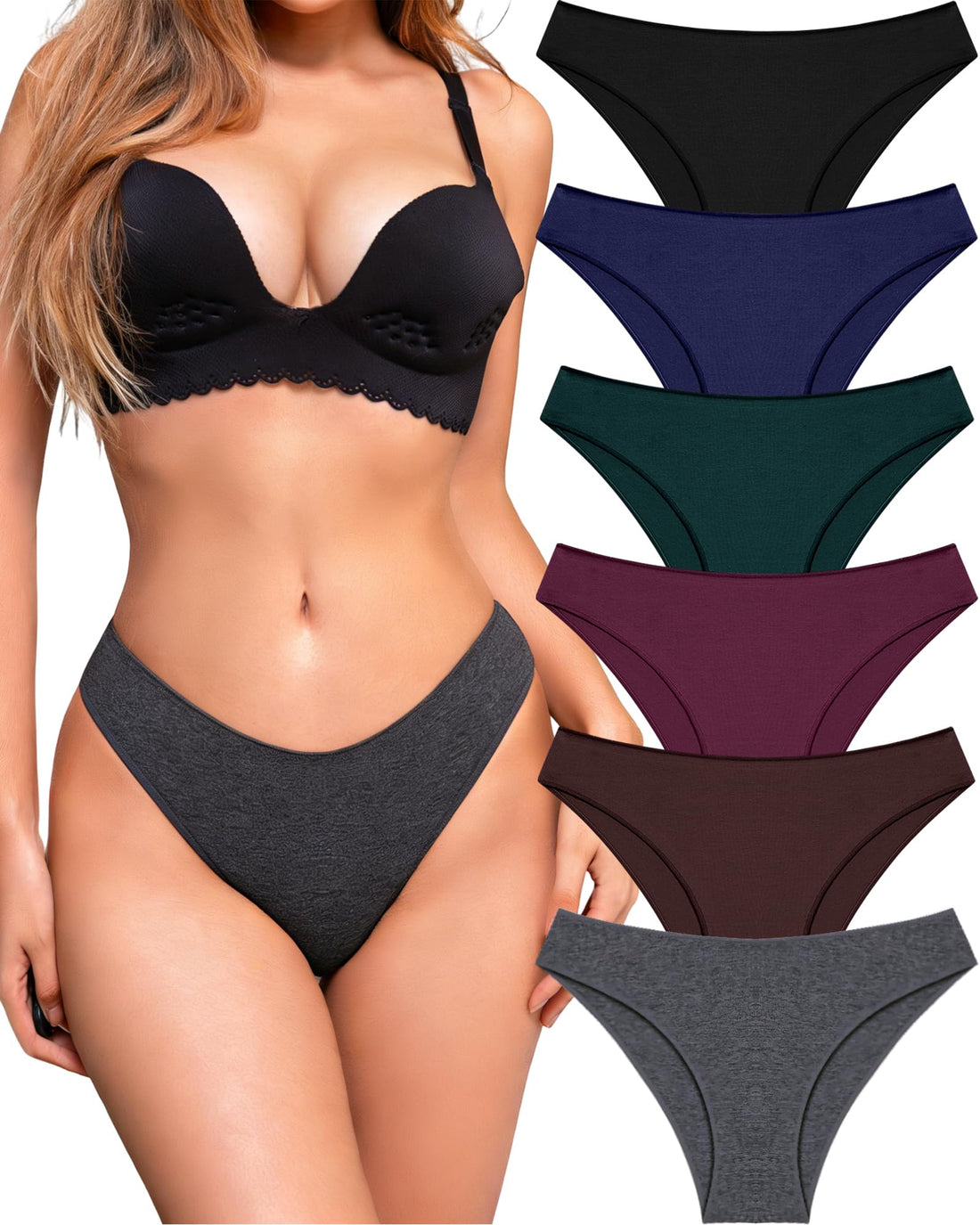 UNDER THE SEA Cotton Underwear for Women 6 Pack Sexy Bikini High Cut Breathable Cheeky Panties Underwear Womens Lingerie