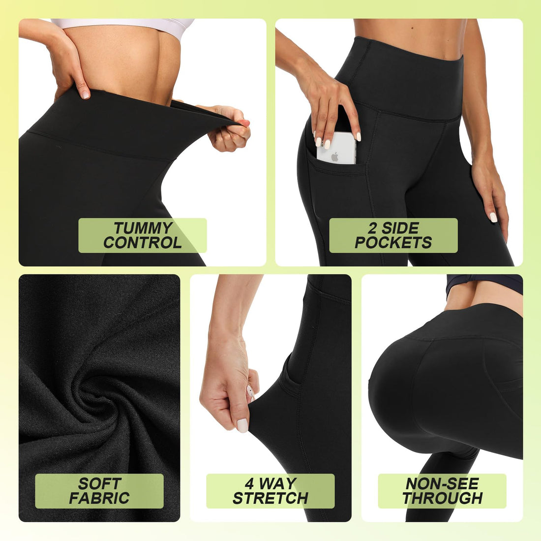 Syrinx 7 Pack Leggings for Women - High Waisted Tummy Control Soft Yoga Pants for Workout Running