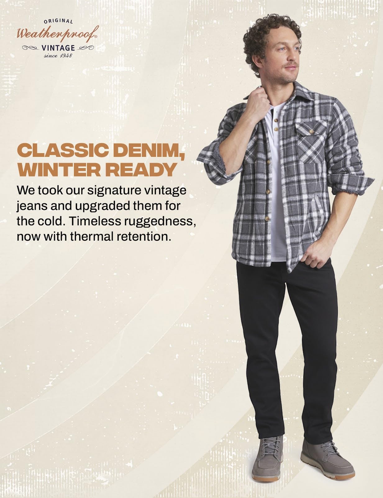 Weatherproof Vintage Fleece Lined Jeans Men - Regular Fit | Soft & Warm, Cold Weather Insulated Fleece Winter Pants for Men