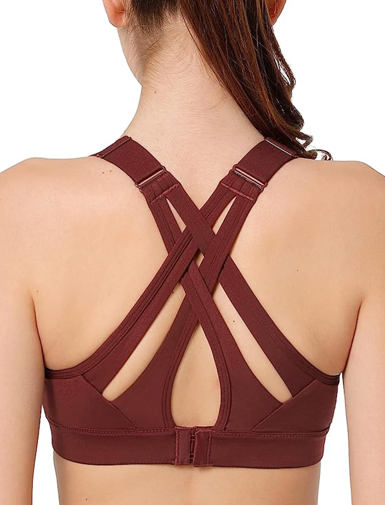 Yvette Criss Cross Adjustable High Impact Running Bra | Pickleball Tennis, Big Bust Plus Size, Adjustable Strap, Wireless Sewn in Pads, No Bounce, Full Coverage, Moisture-Wicking