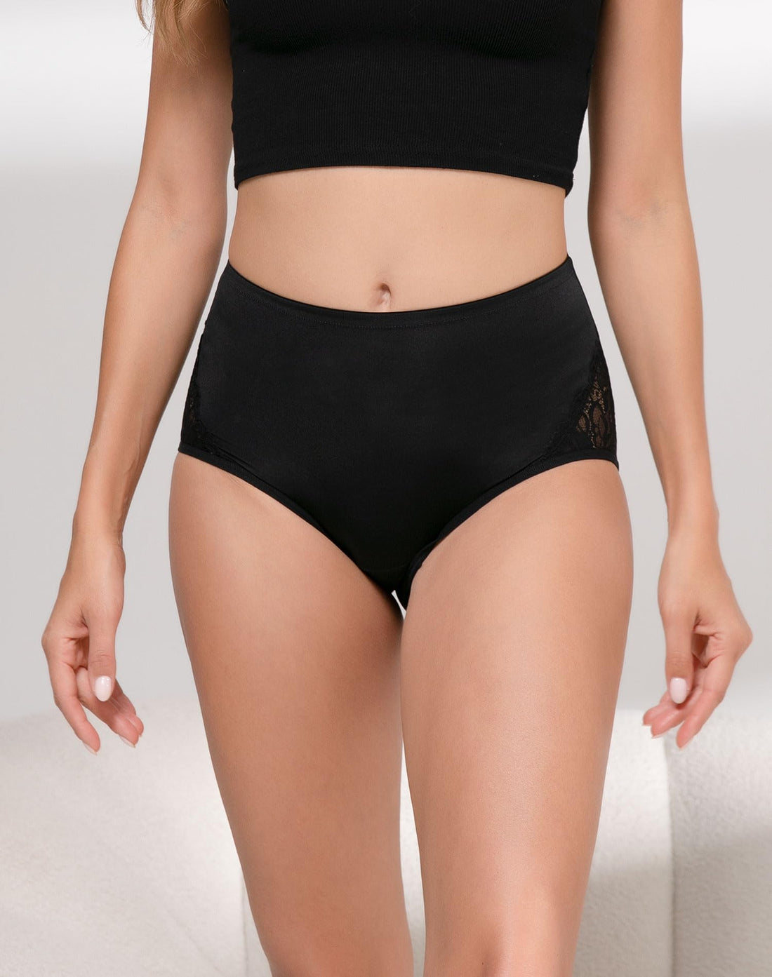 INNERSY Women's Lace Underwear Full Coverage Briefs 4 Pack | High Waisted Panties, Lightweight Stretch Nylon Blend, Quick-dry, Silky-Smooth, Breathable, Soft Cotton Crotch