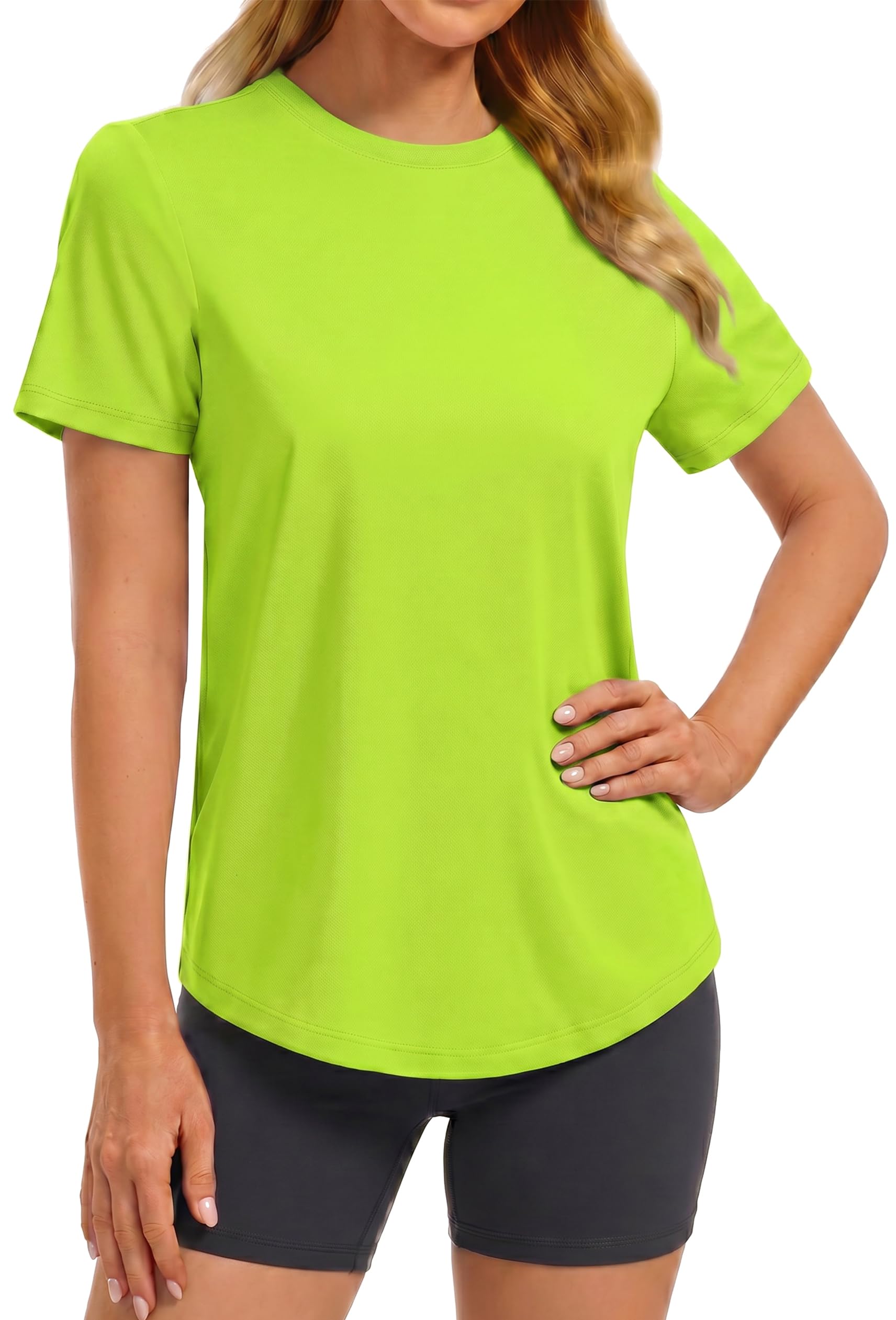 PINSPARK Soft Workout Tops for Women UPF 50+ Sun Protection Shirt Quick Dry Athletic Running Hiking Travel Basic Tee Shirts