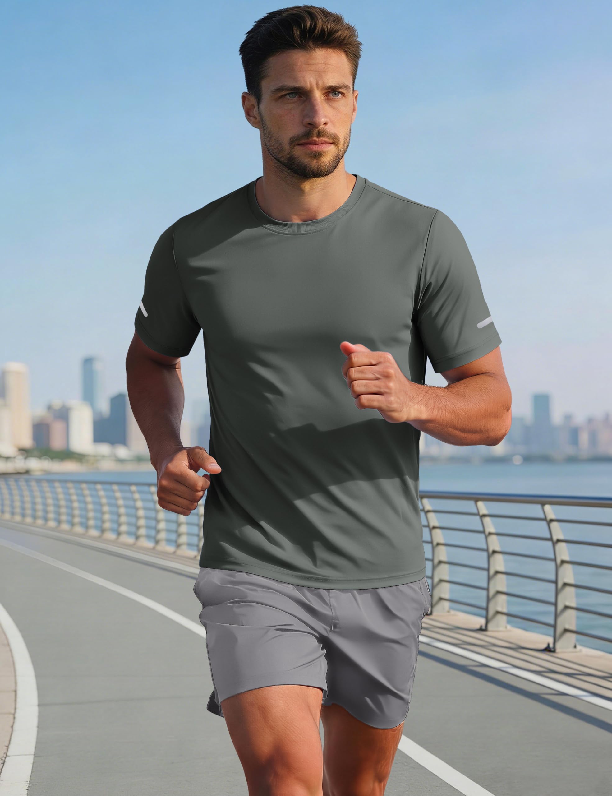 MAGCOMSEN Mens Workout Shirts Dry Fit Sun Protection Athletic Short Sleeve Shirt UPF 50+ Gym Running Swim Rash Guard Top