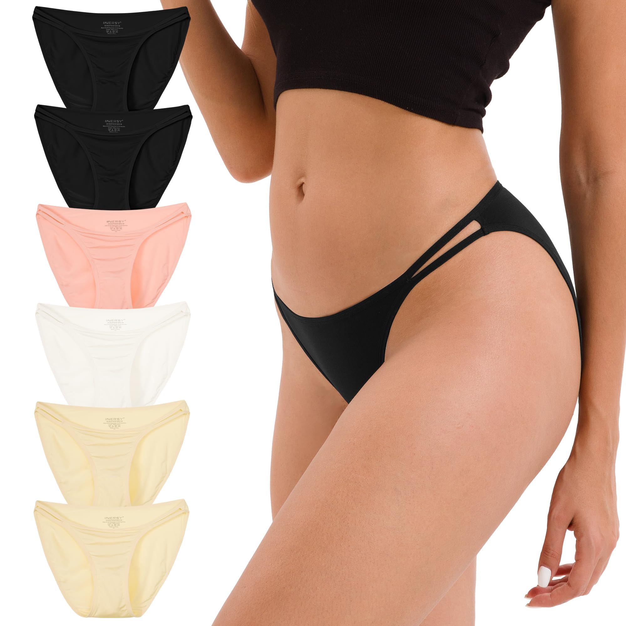 INNERSY Women's String Bikini Panties Cheeky Underwear 6-Pack